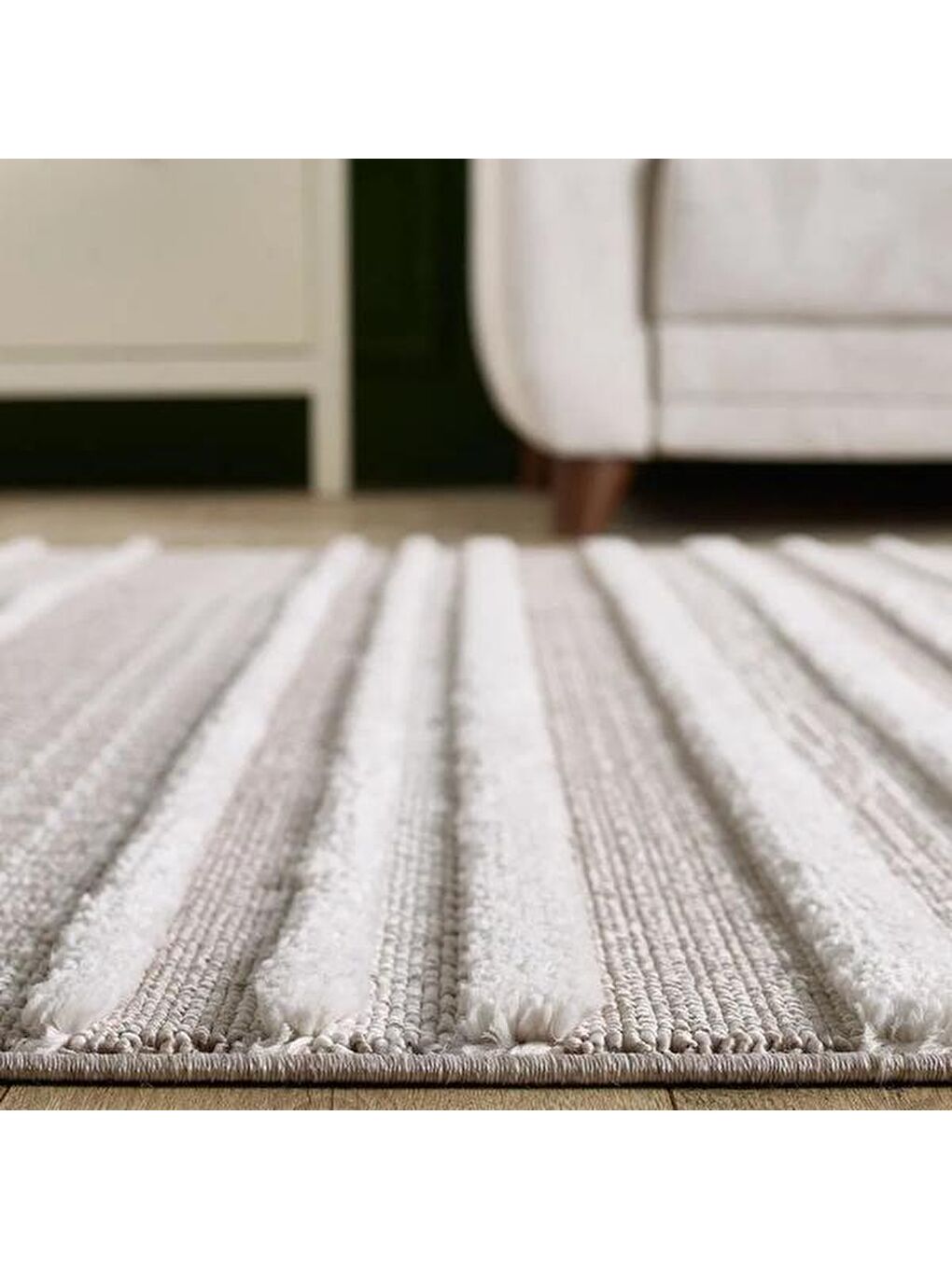 Ekru Bilbao Shale Modern İskandinav Desenli Halı - Krem - 120x180 cm-1