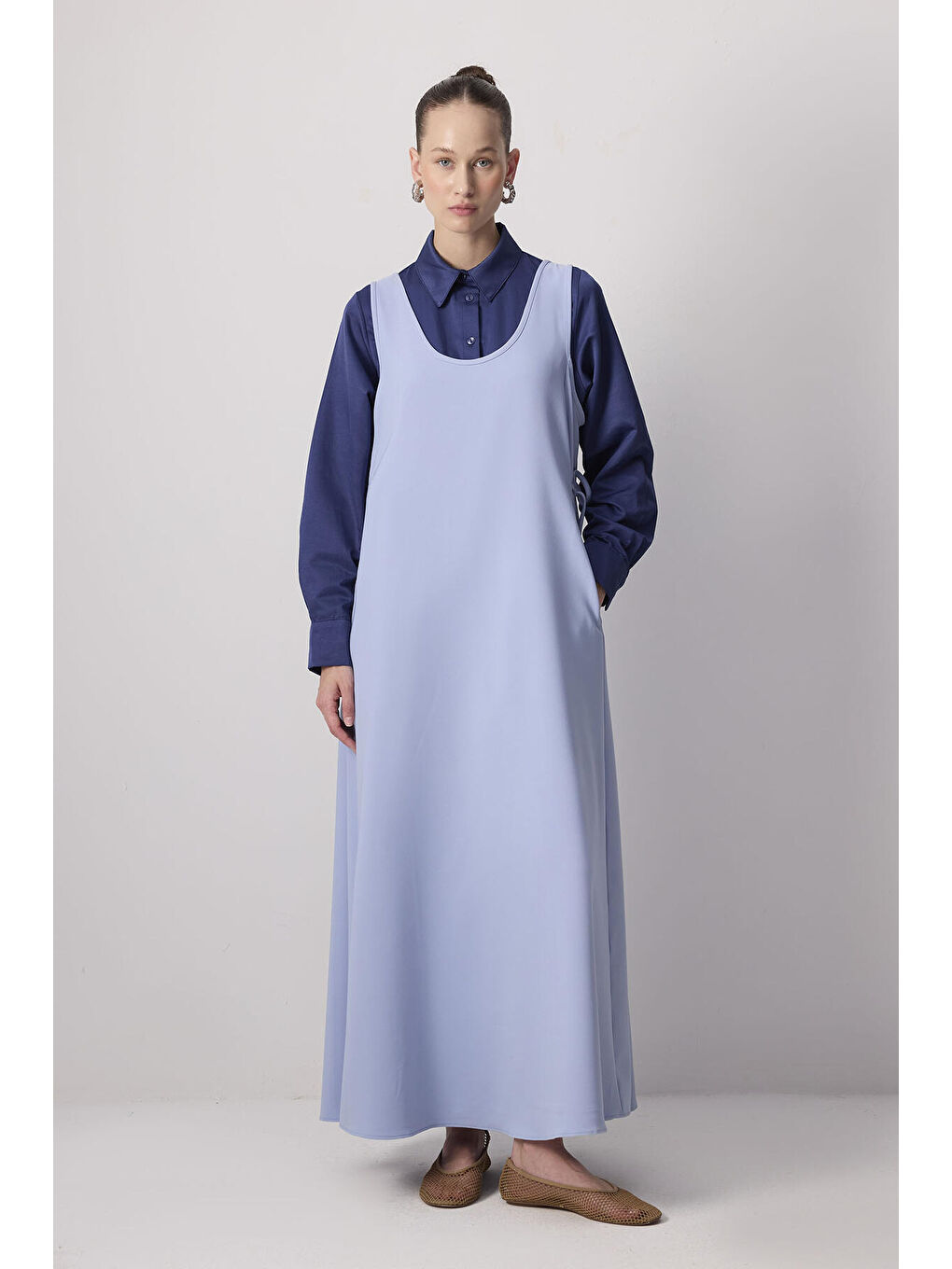 Mavi Oversıze Krep Jile