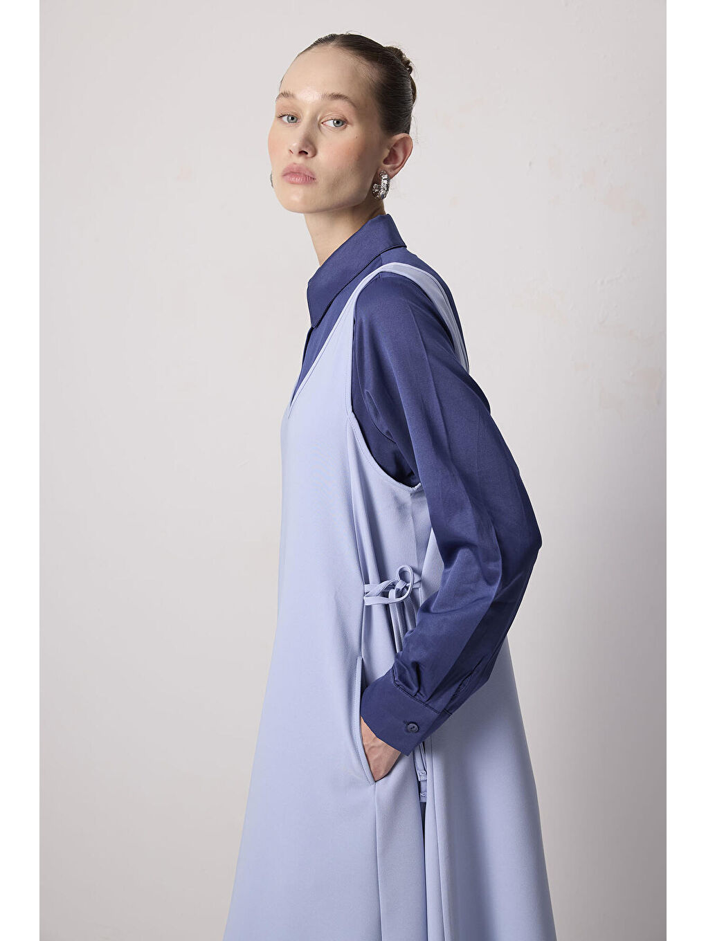 Mavi Oversıze Krep Jile-1