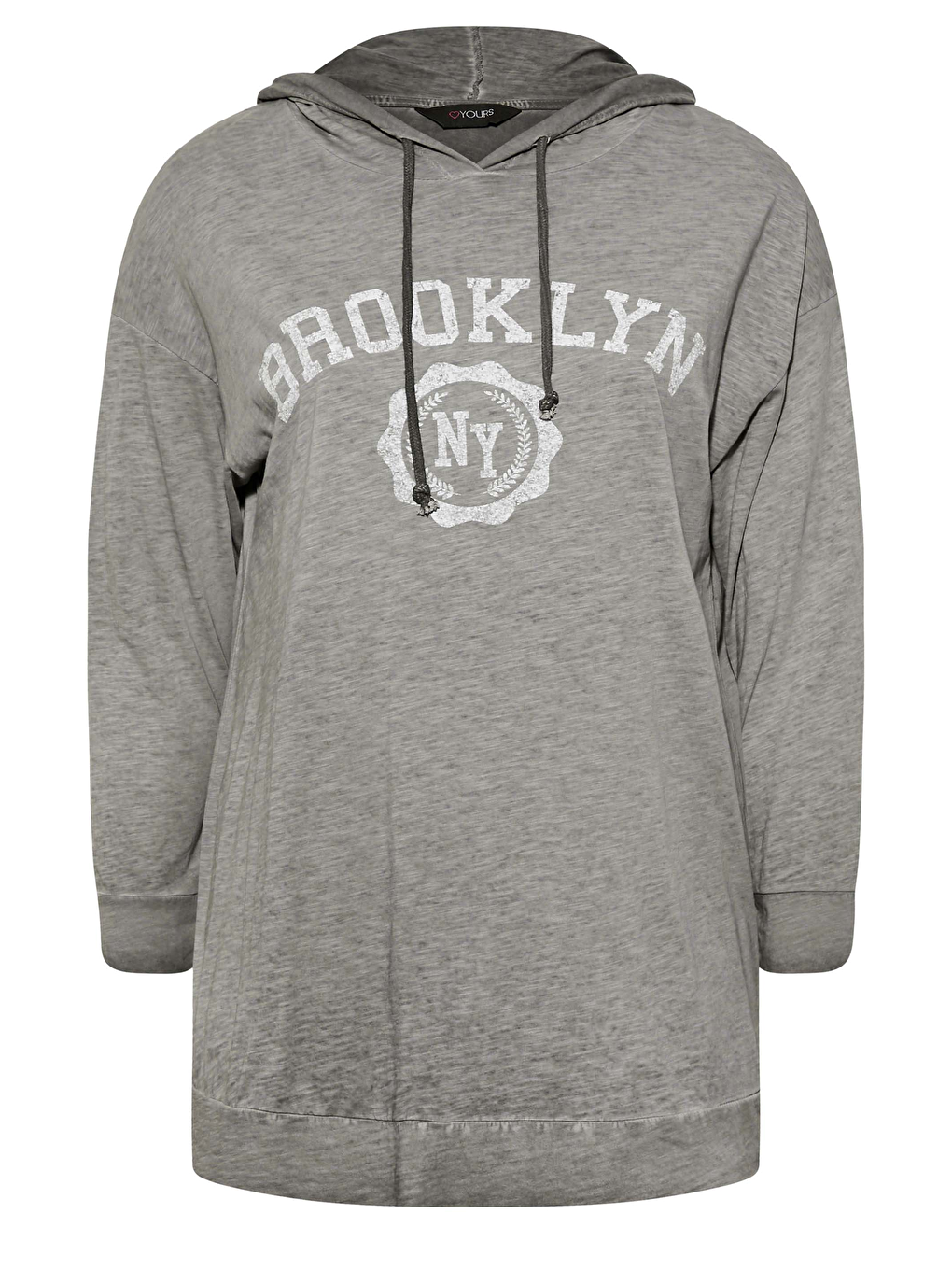 Gri Büyük Beden Kapüşonlu Uzun Kollu Baskılı Sweatshirt 301145