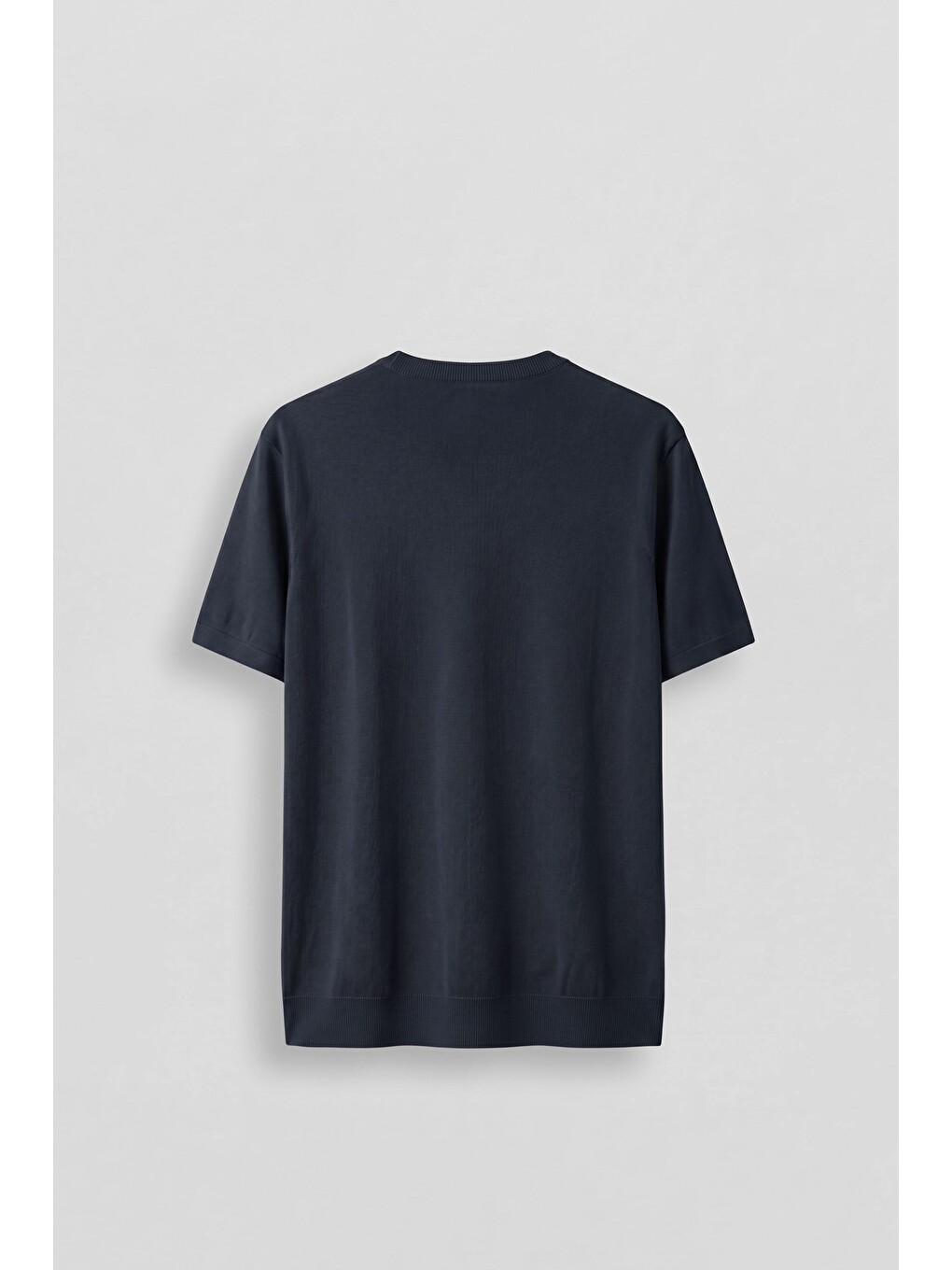 Erkek Slim Fit Triko Bisiklet Yaka Basic T-Shirt Lacivert-1