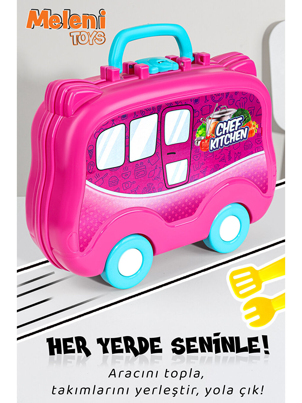 18 Parça Tekerlekli Oyuncak Mutfak Seti - Çantalı Mutfak Tava Tencere Aksesuarlı Aşçı Meslek Oyunu-1