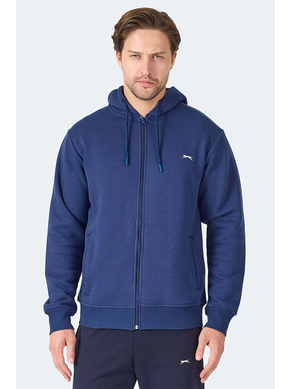 MAJESTIC I Erkek Fermuarlı Kapüşonlu Cepli Lacivert Sweatshırt