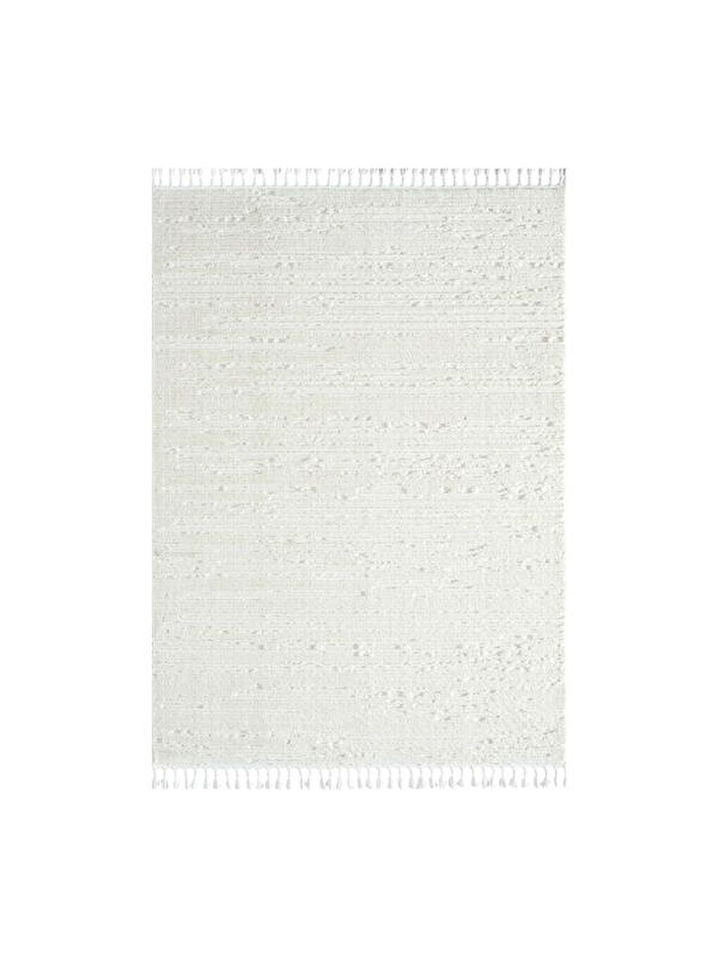 Ekru Bilbao White Swan Saçaklı Çizgi Desenli Halı - Krem - 160x230 cm