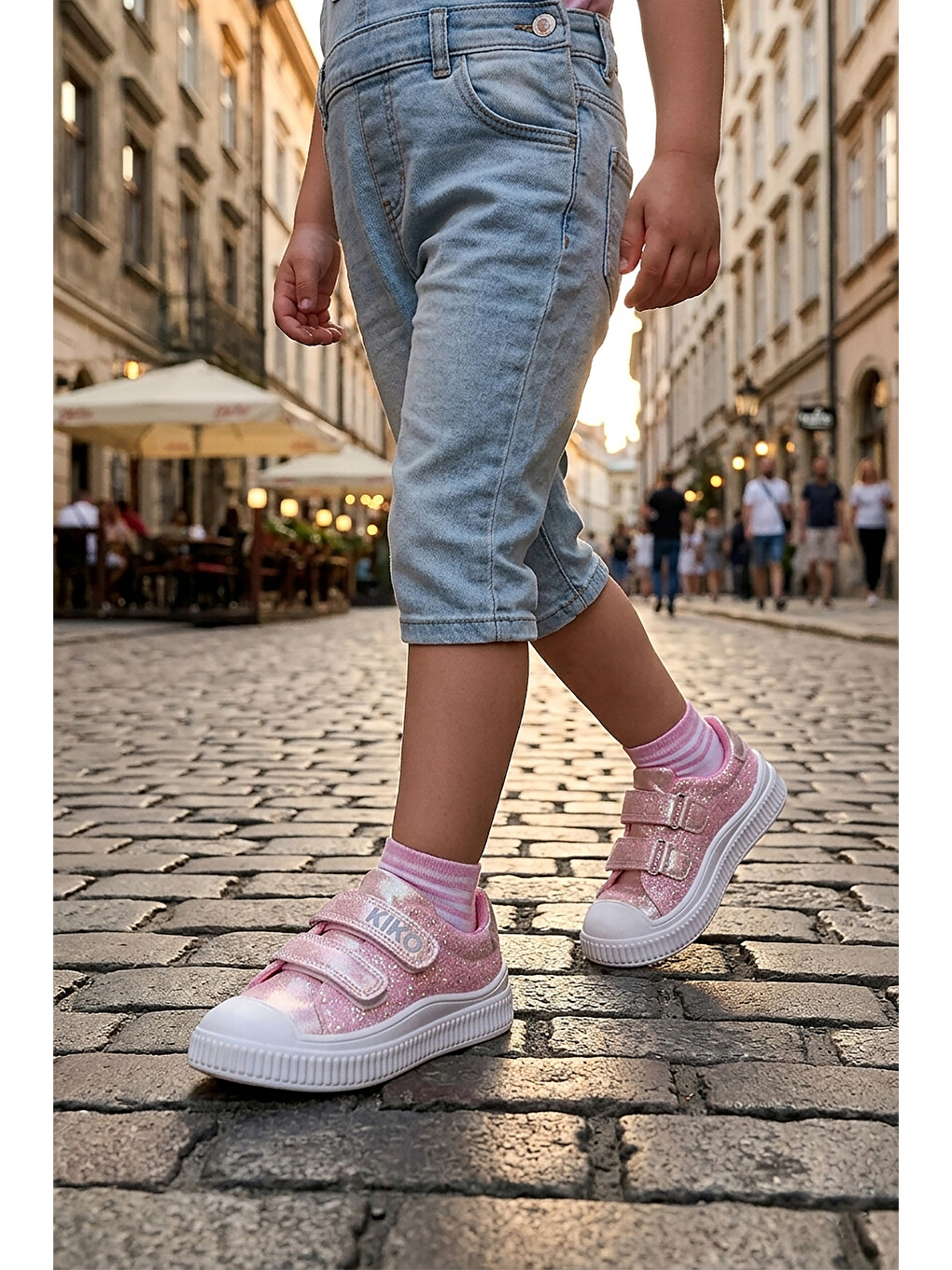 Pembe Glitter Cırtlı Kız Çocuk Günlük Ayakkabı-2