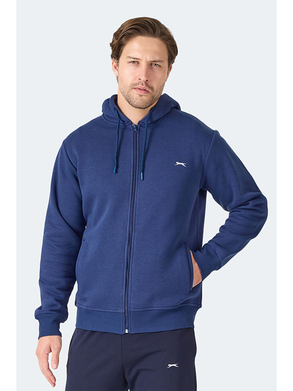 MAJESTIC I Erkek Fermuarlı Kapüşonlu Cepli Lacivert Sweatshırt-2