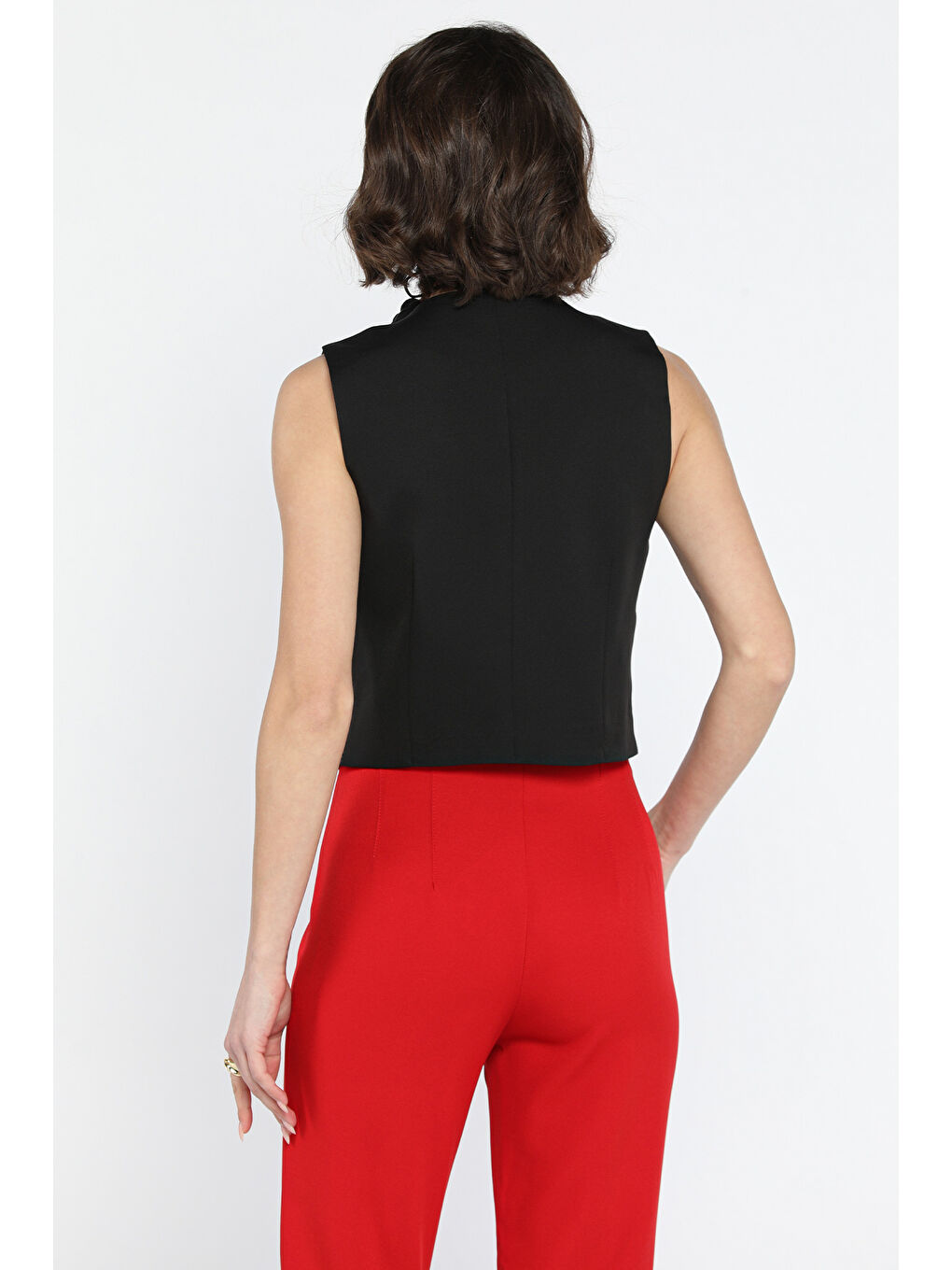 Siyah Kadın Fermuarlı Yelek-3