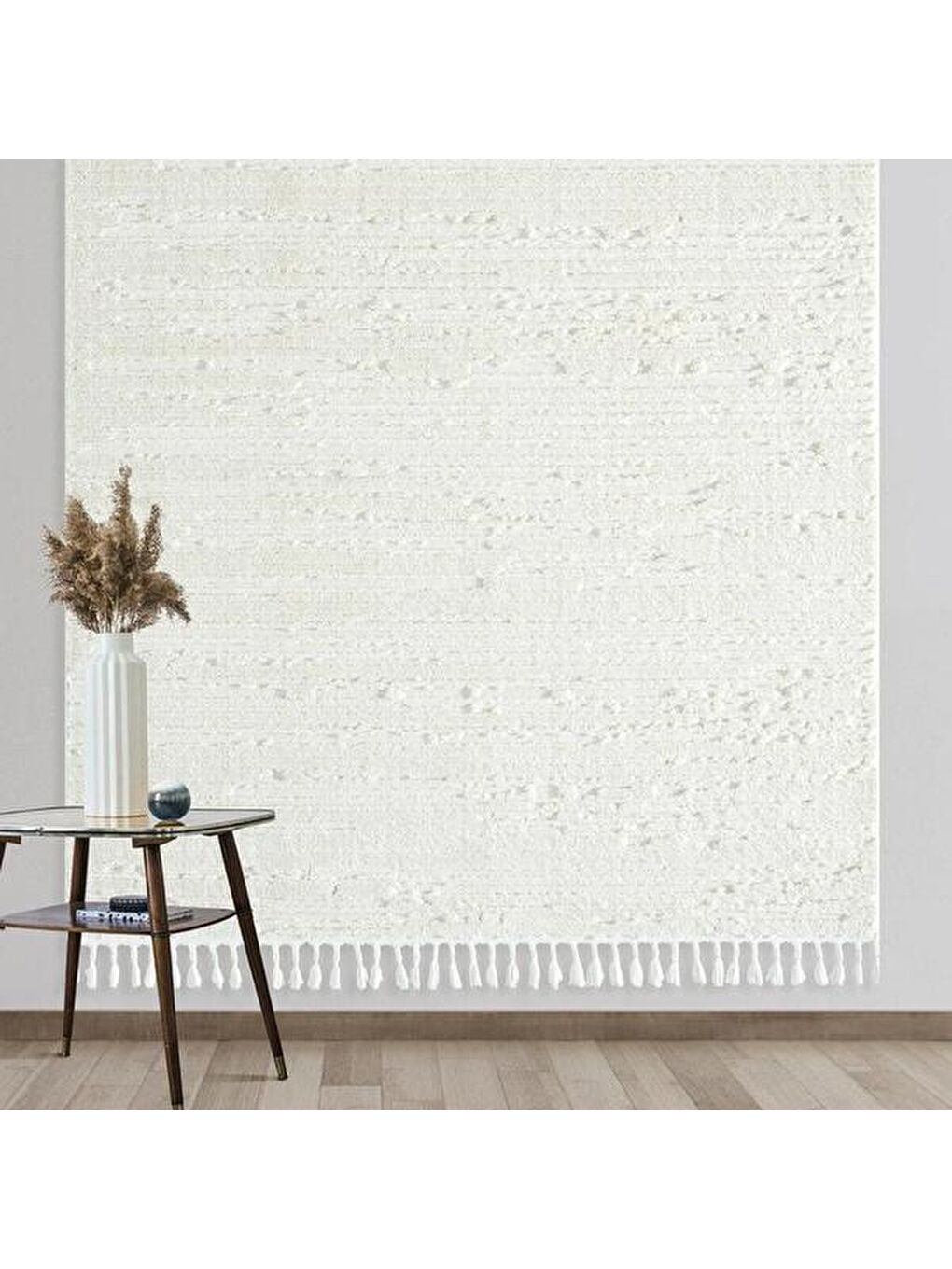 Ekru Bilbao White Swan Saçaklı Çizgi Desenli Halı - Krem - 160x230 cm-2