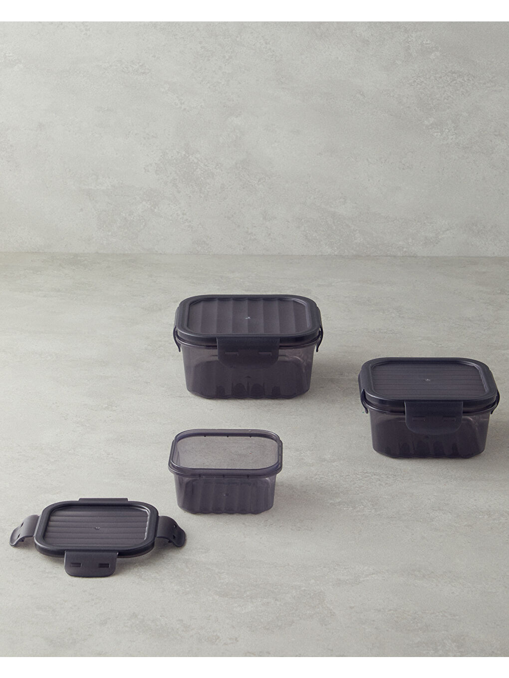Sasha Plastik 3'lü Saklama Kabı 500+1000+1700 ml Antrasit-1