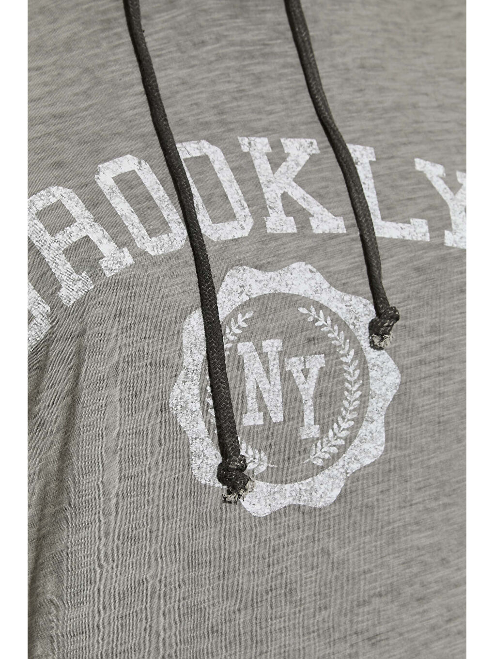 Gri Büyük Beden Kapüşonlu Uzun Kollu Baskılı Sweatshirt 301145-4