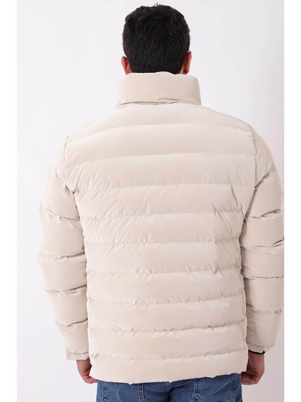 Ekru Cep Detay Dik Yaka Armalı Nova Kışlık Mont PLDP 3012_50463-4