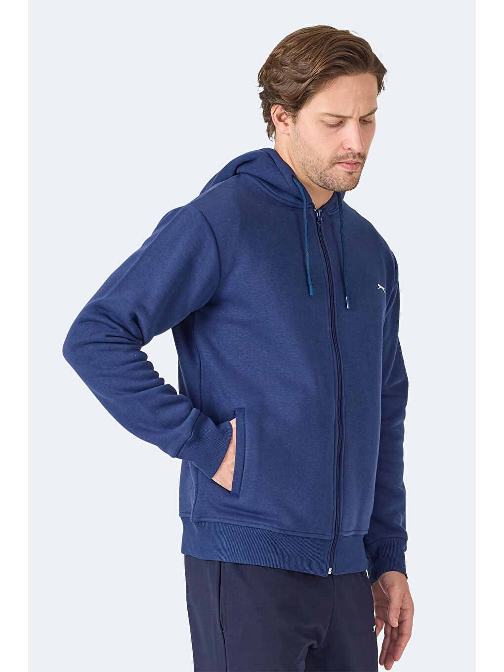 MAJESTIC I Erkek Fermuarlı Kapüşonlu Cepli Lacivert Sweatshırt-4