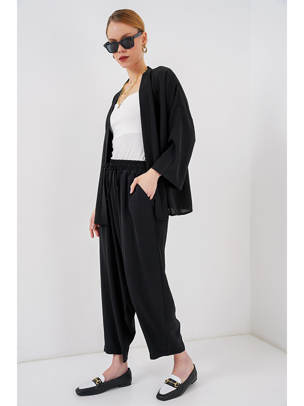 Kadın Kimono İkili Takım 6693 - Siyah-2