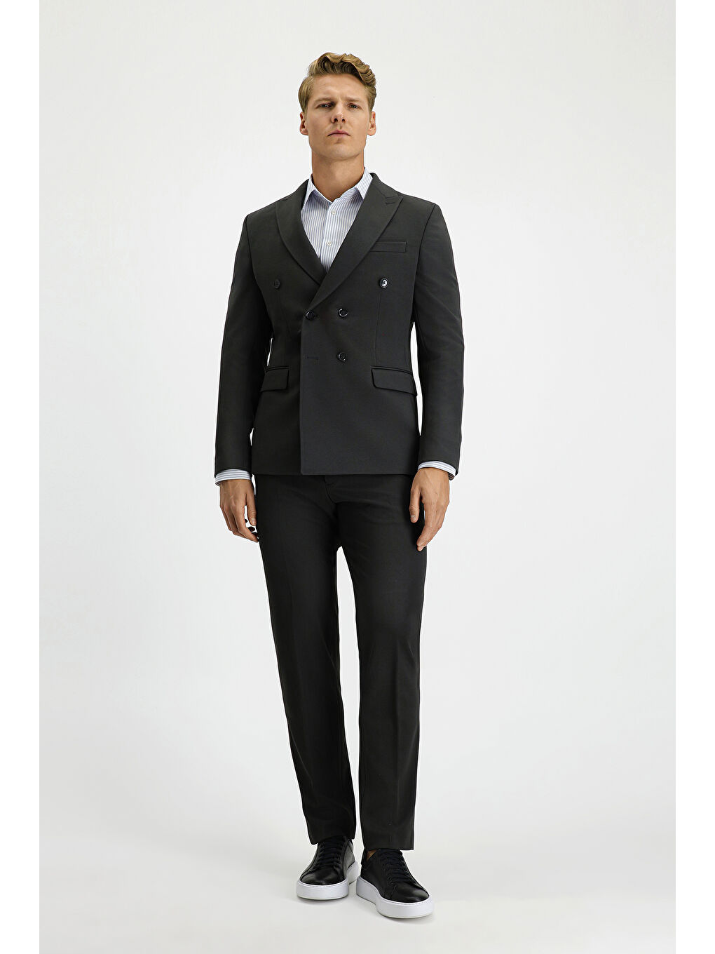 Antrasit Regular Fit Kruvaze Takım Elbise-1