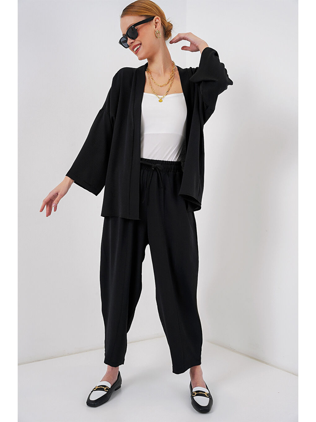 Kadın Kimono İkili Takım 6693 - Siyah-3