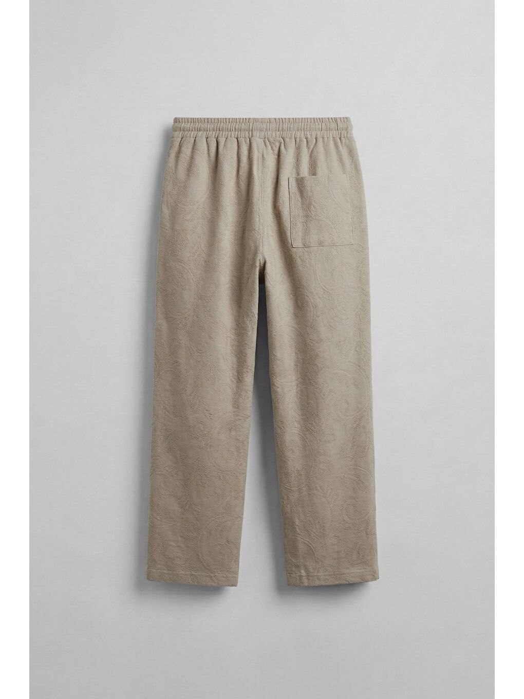Ekru Erkek Relaxed Fit Jakar Desenli Bağcıklı Pantolon Krem-1