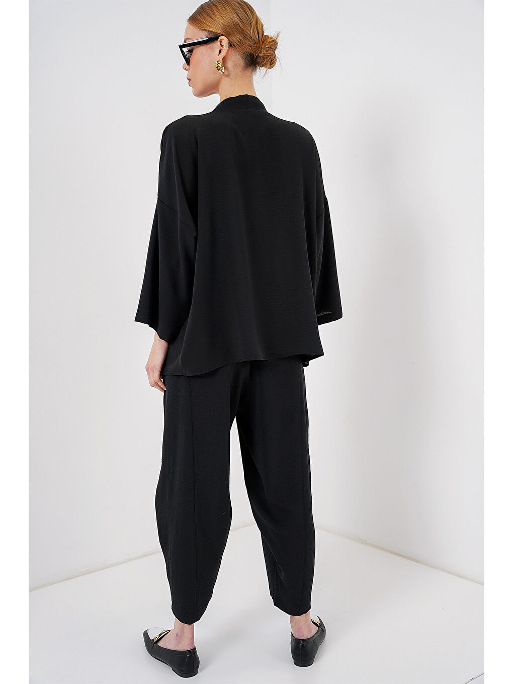 Kadın Kimono İkili Takım 6693 - Siyah-5