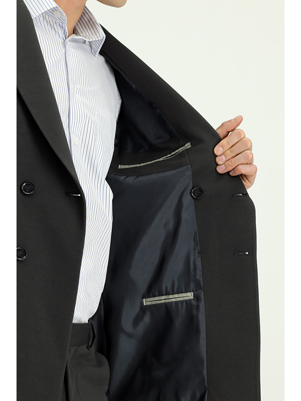 Antrasit Regular Fit Kruvaze Takım Elbise-5