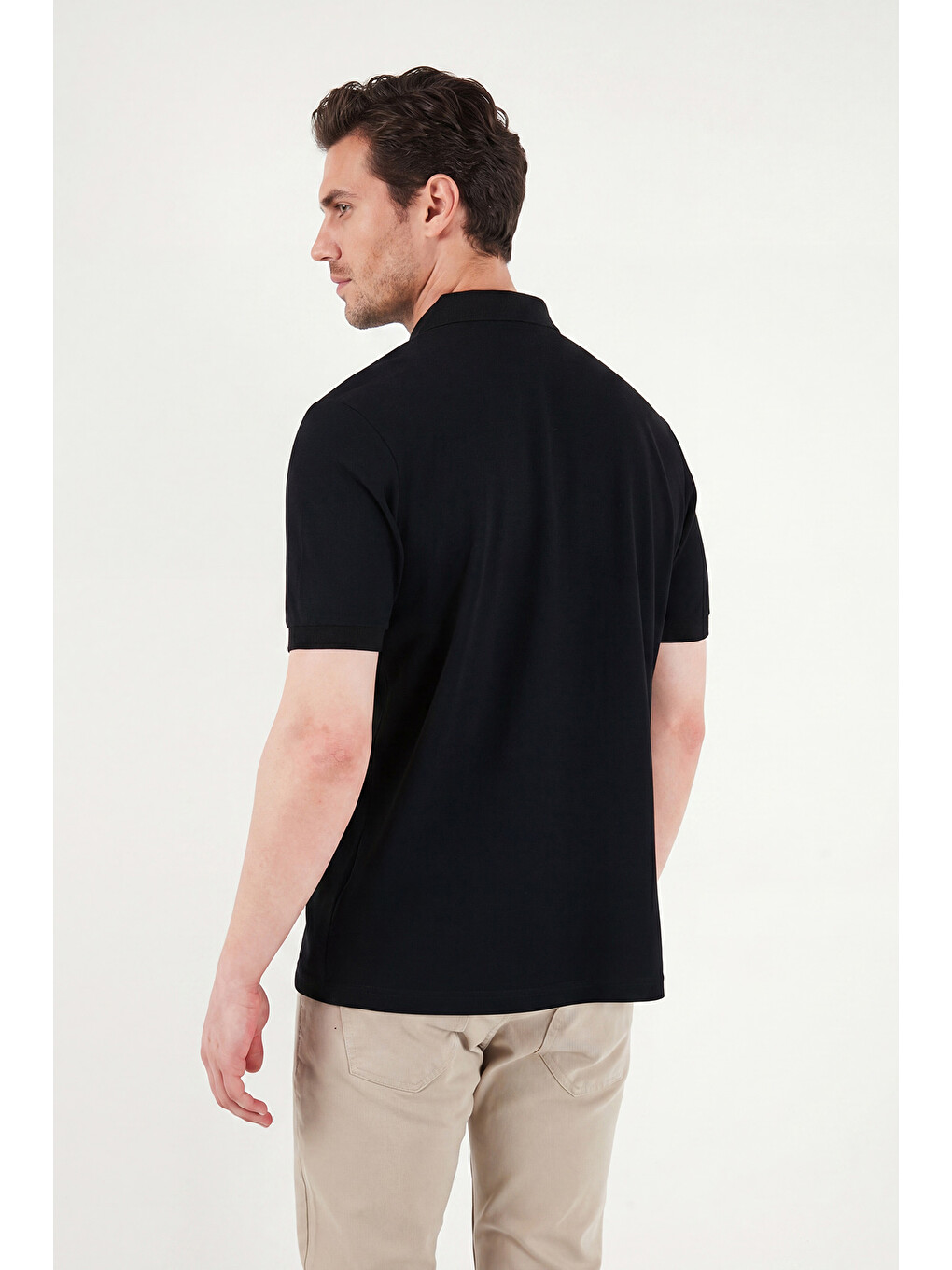 Siyah Regular Fit Fermuarlı Polo T Shirt 5904069-5