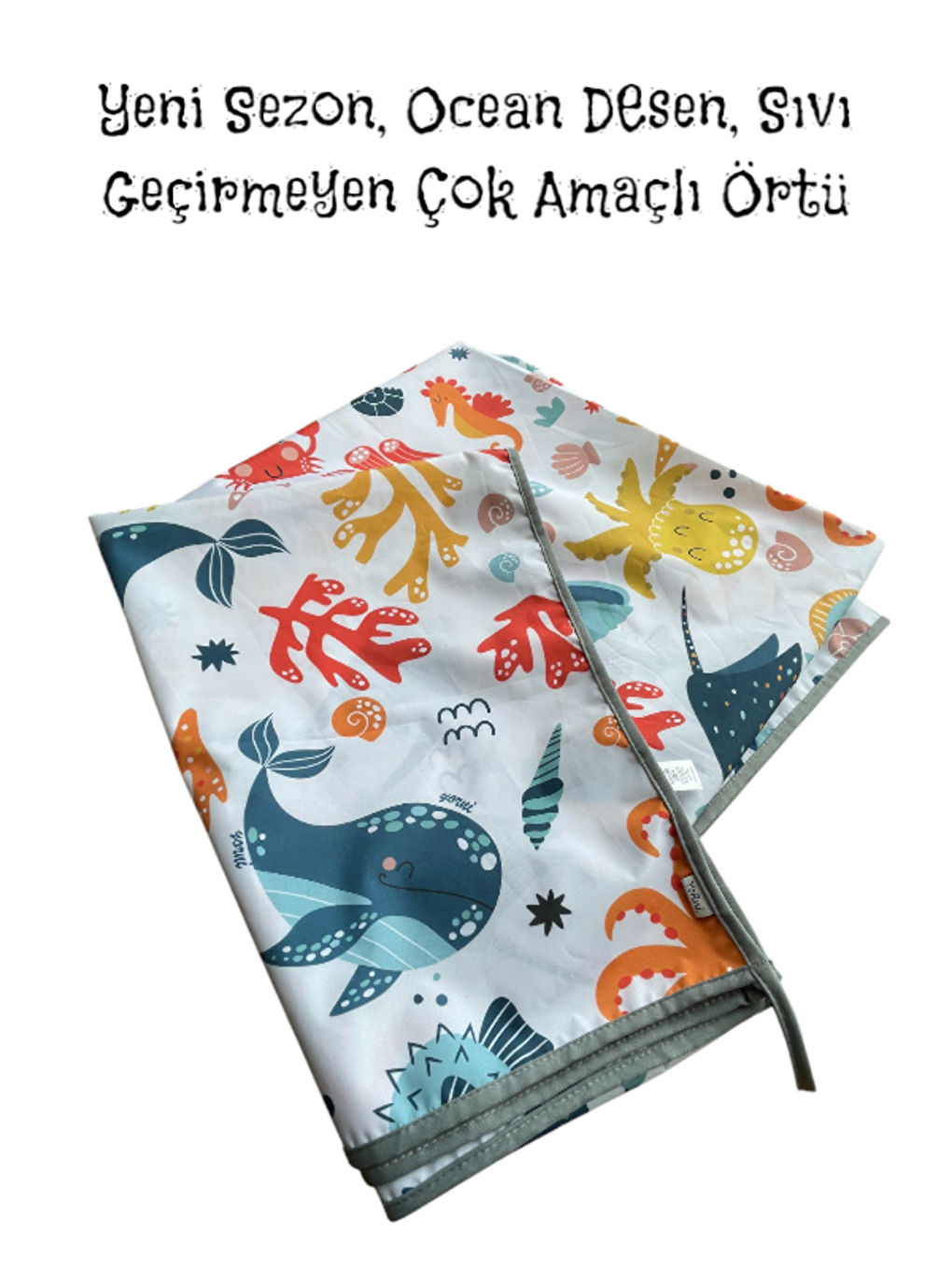 Yorni Ocean, 145x180cm, Sıvı Geçirmeyen Çok Amaçlı Aktivite Örtüsü; Bakım Örtüsü, Yer, Masa ve Yatak için