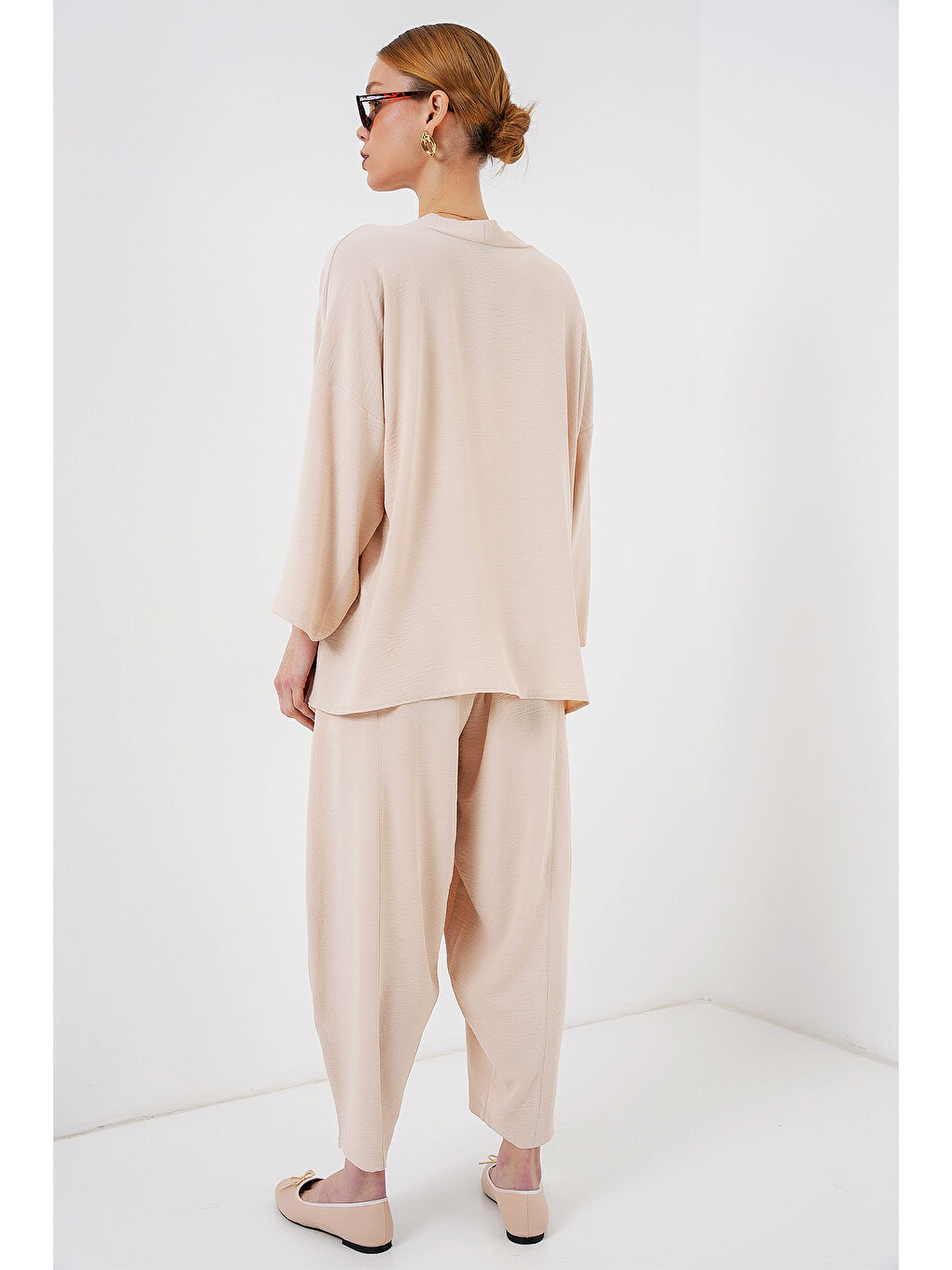 Ekru Kadın Kimono İkili Takım 6693 - Krem-5