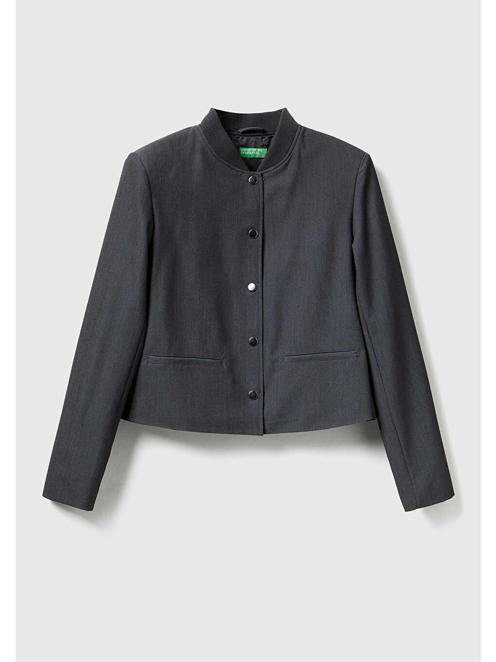 Kadın Antrasit Gri Viskoz Karışımlı Cep Detaylı Önü Çıtçıtlı Ceket-1