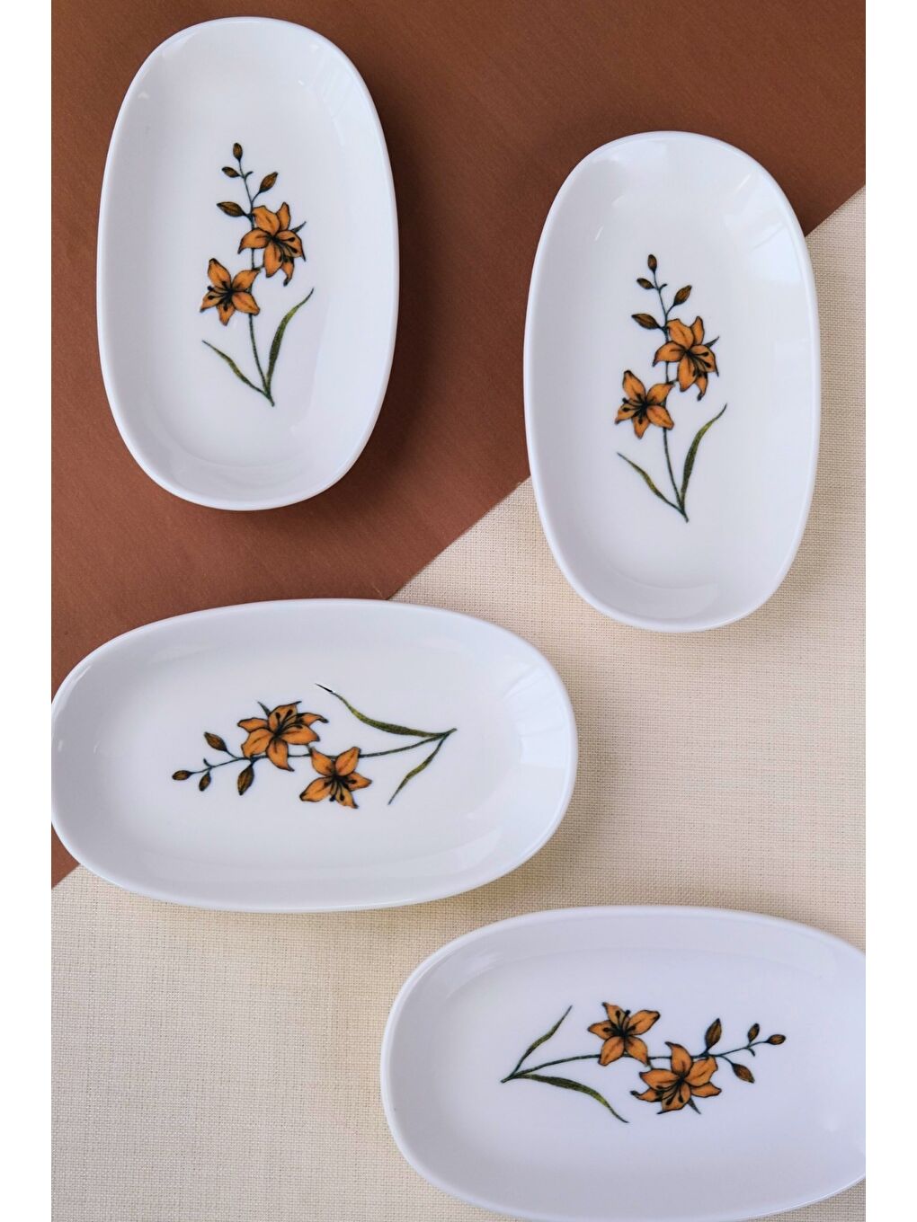 Beyaz Porselen Azelya Oval Kayık Tabak 15x8,5x2cm 4 Parça-3