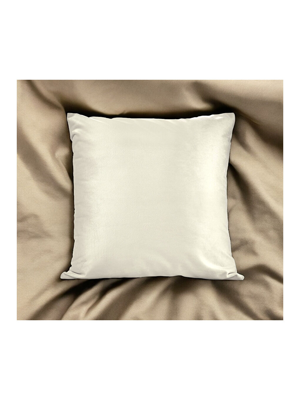 Ekru Malcolm Kadife Dokulu Krem Kırlent Kılıfı-45x45
