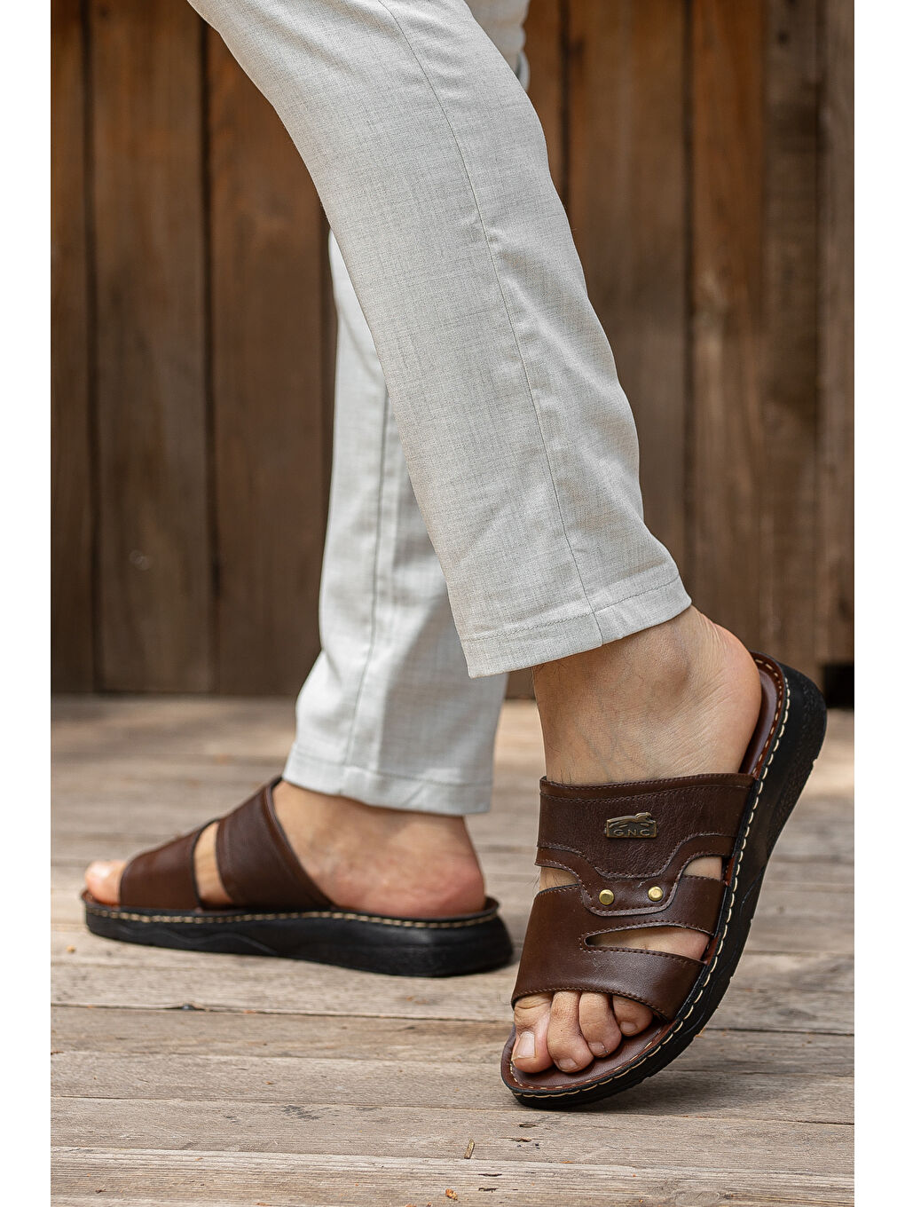 Kahverengi GNC Günlük Ortopedik Erkek Terlik-1