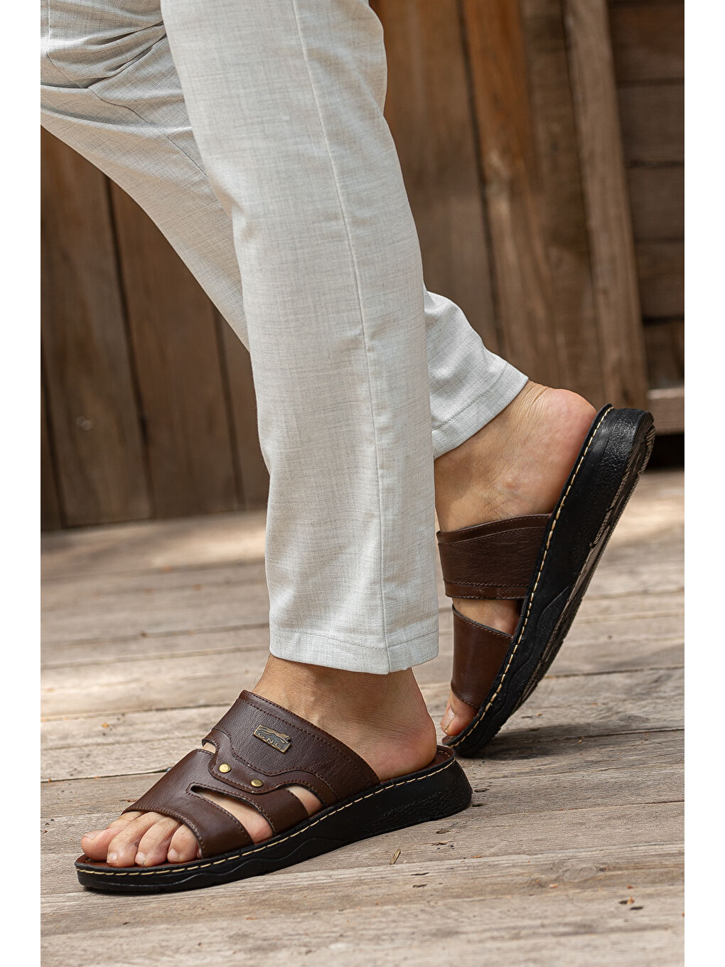 Kahverengi GNC Günlük Ortopedik Erkek Terlik-2