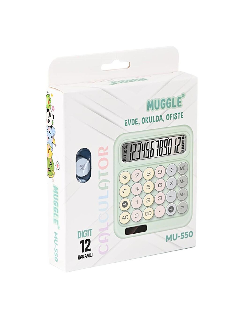 MU-550 Masaüstü 12 Haneli Pilli Hesap Makinesi Mor-1