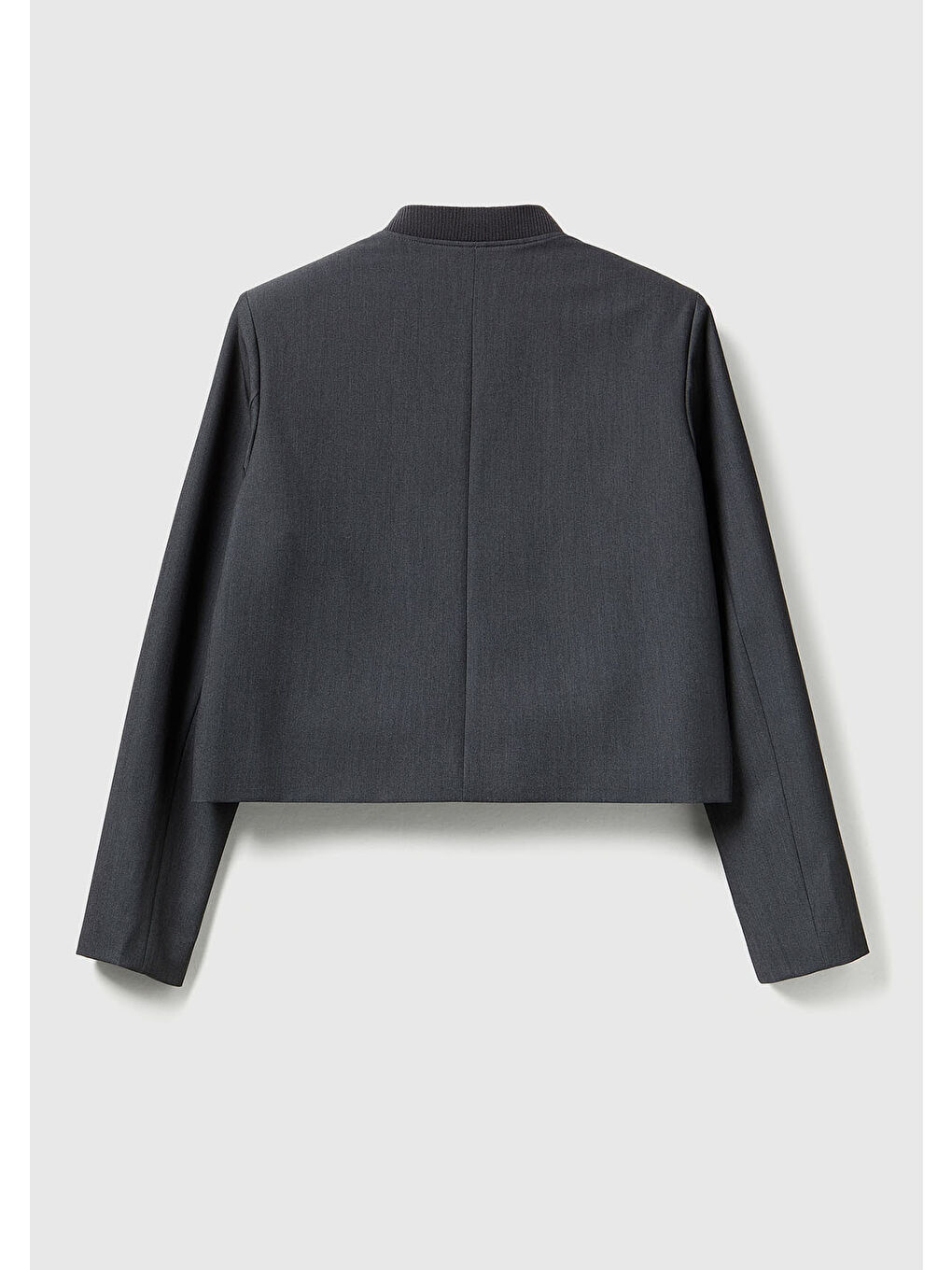 Kadın Antrasit Gri Viskoz Karışımlı Cep Detaylı Önü Çıtçıtlı Ceket-3