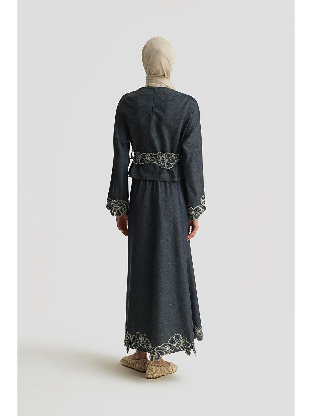 Brode Detaylı Denim Takım 25Y6006 Lacivert-4