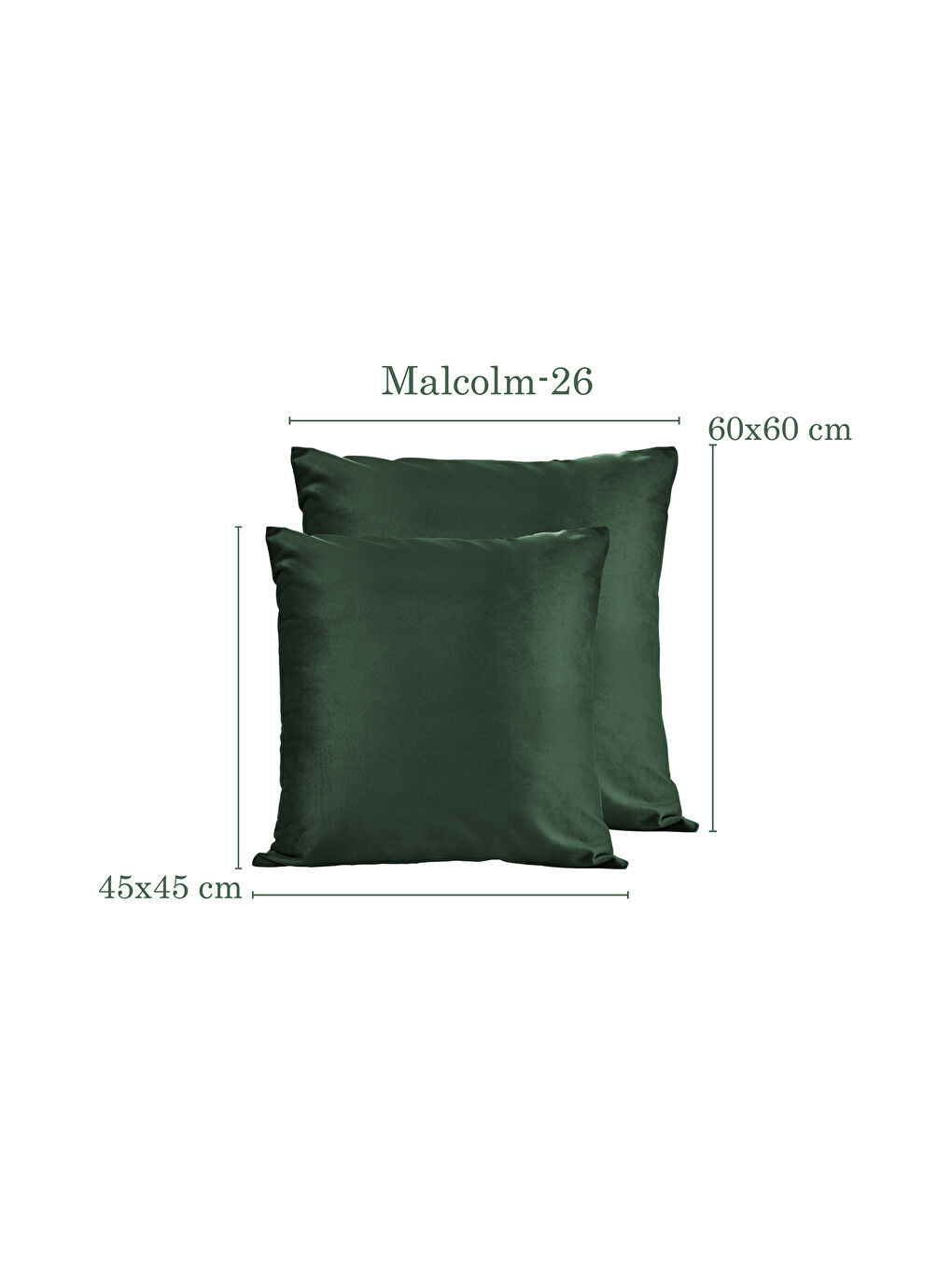 Malcolm Kadife Dokulu Zümrüt Yeşili Kırlent Kılıfı-45x45-1