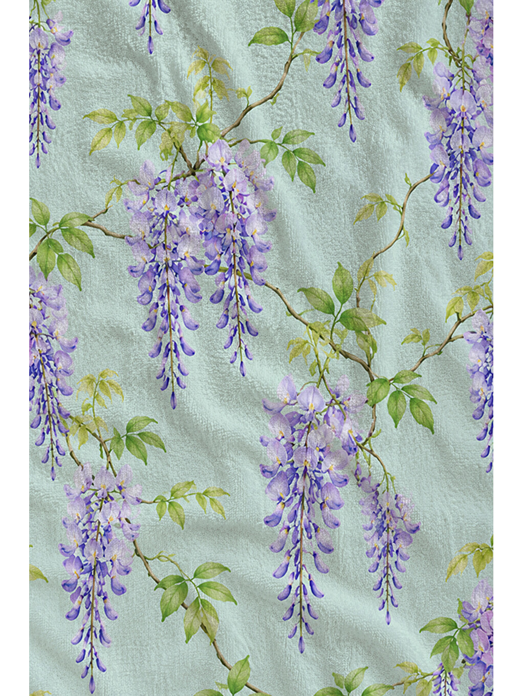 Pastel Mor Salkım Çiçeği Botanik Desenli 70x150 Plaj Havlusu - Dijital Baskılı Banyo Havlusu-2