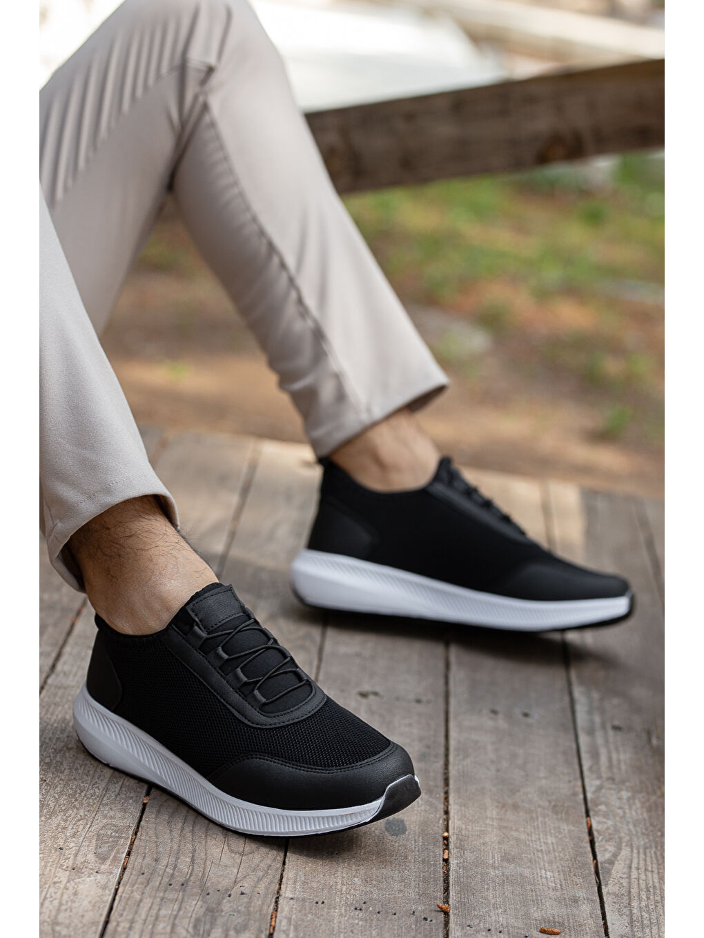 Siyah D0126 Günlük Ortopedik Erkek Sneaker Spor Ayakkabı-1