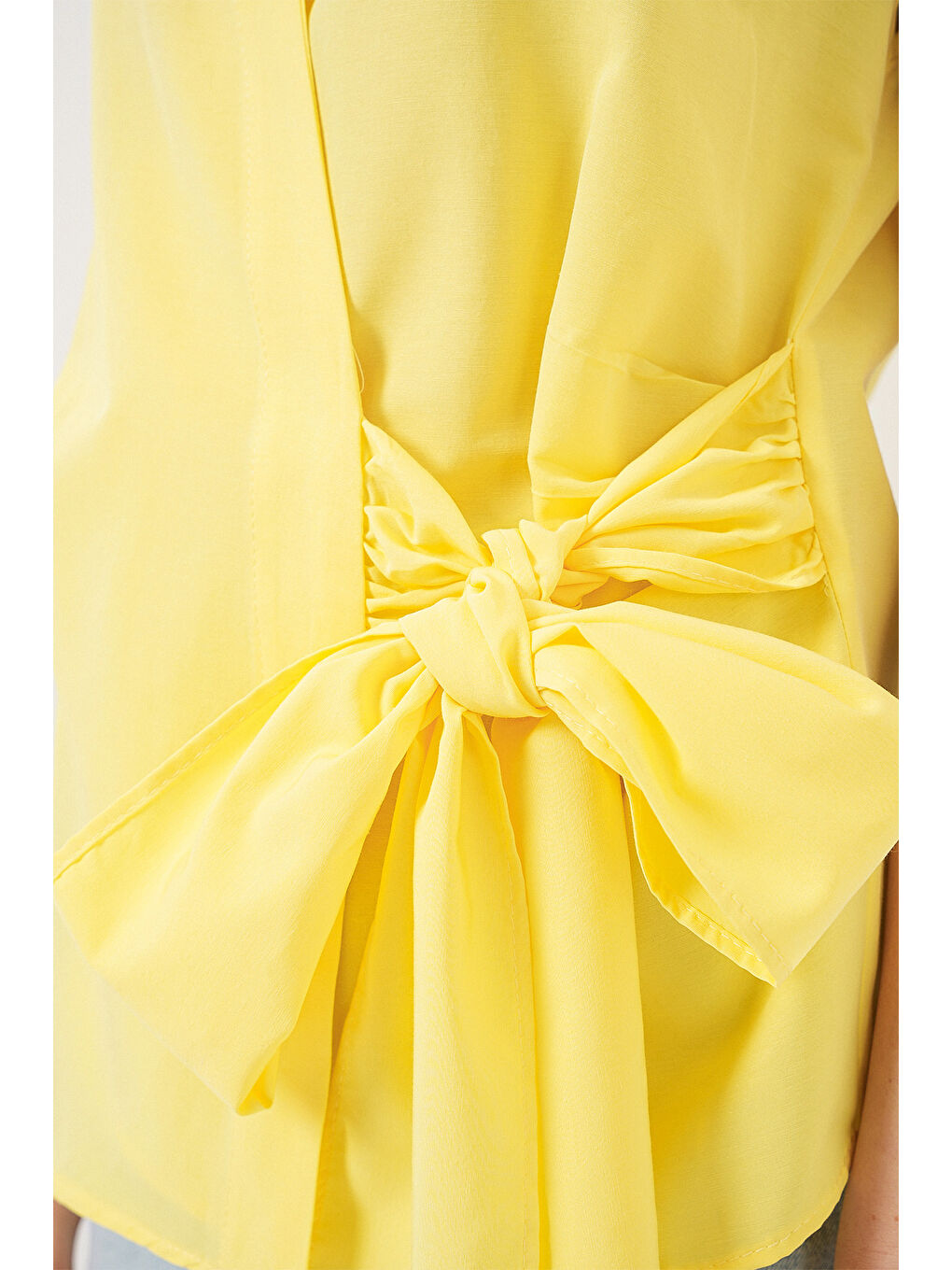 Kadın Sıfır Kol Anvelop Gömlek 20343 - Sarı-4