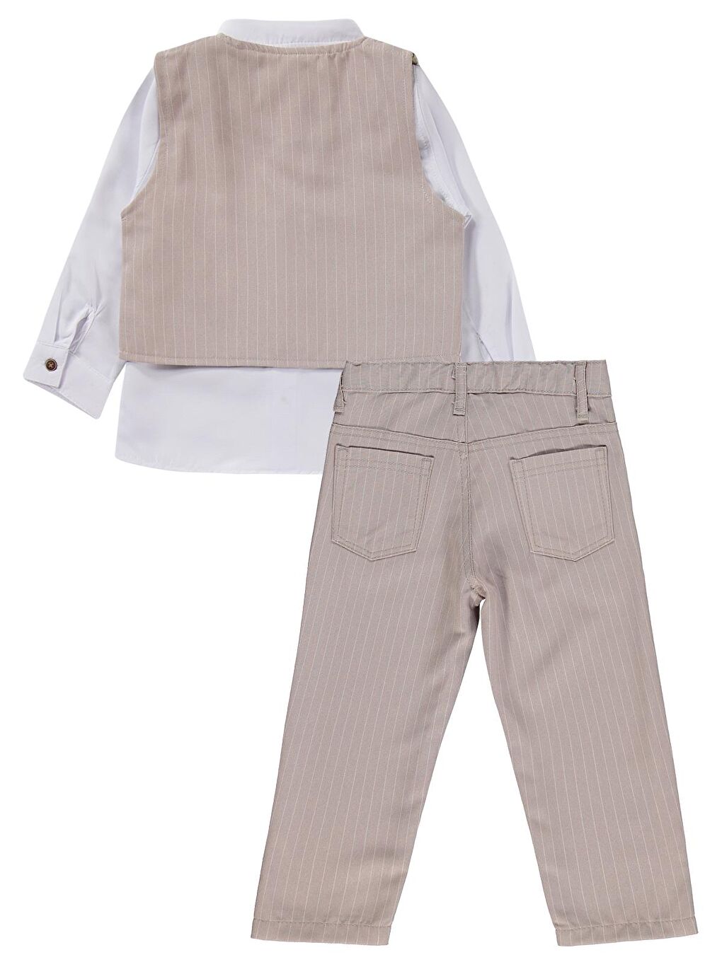 Boys Yelekli 3'lü 2-5 Yaş Takım - Bej-1