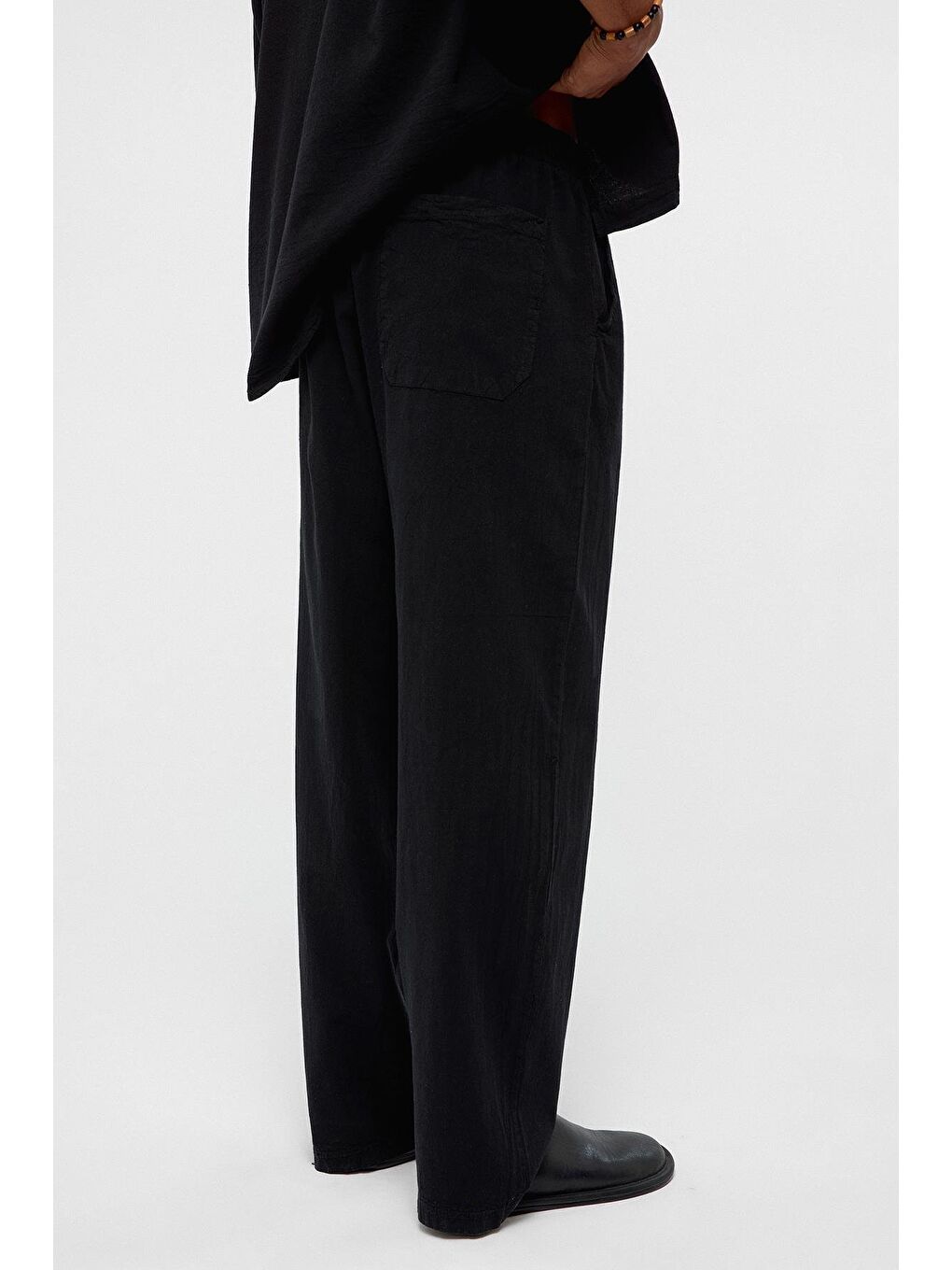 Basic Oversize Keten Takım Siyah-3