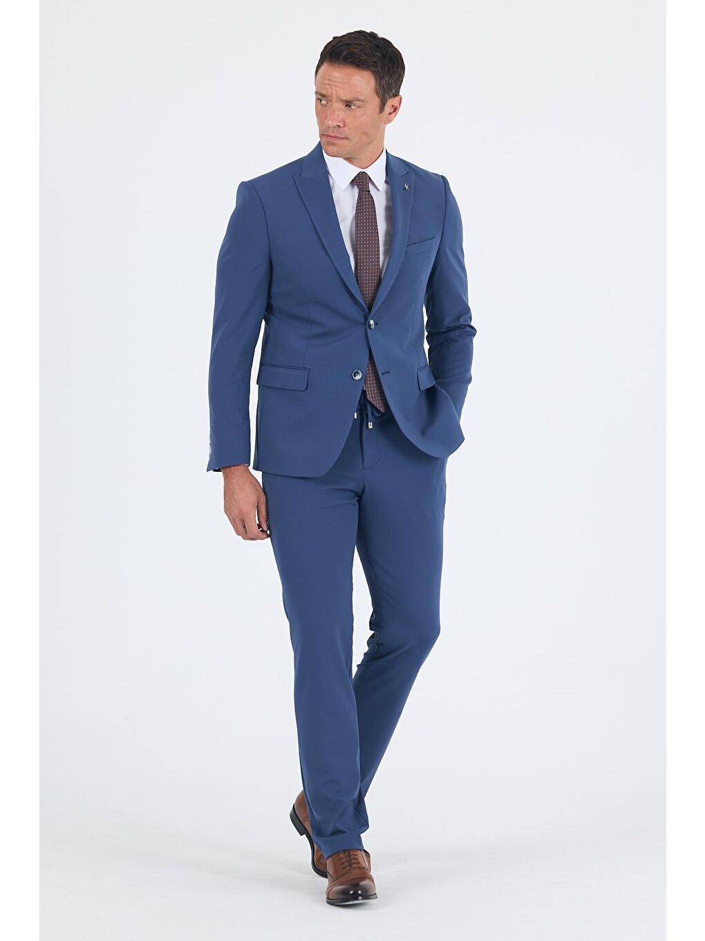 Lacivert Kırlangıç Yaka Kelebek Astar 6 Drop Slim Fit Beli Lastikli Takım Elbise 1001250176