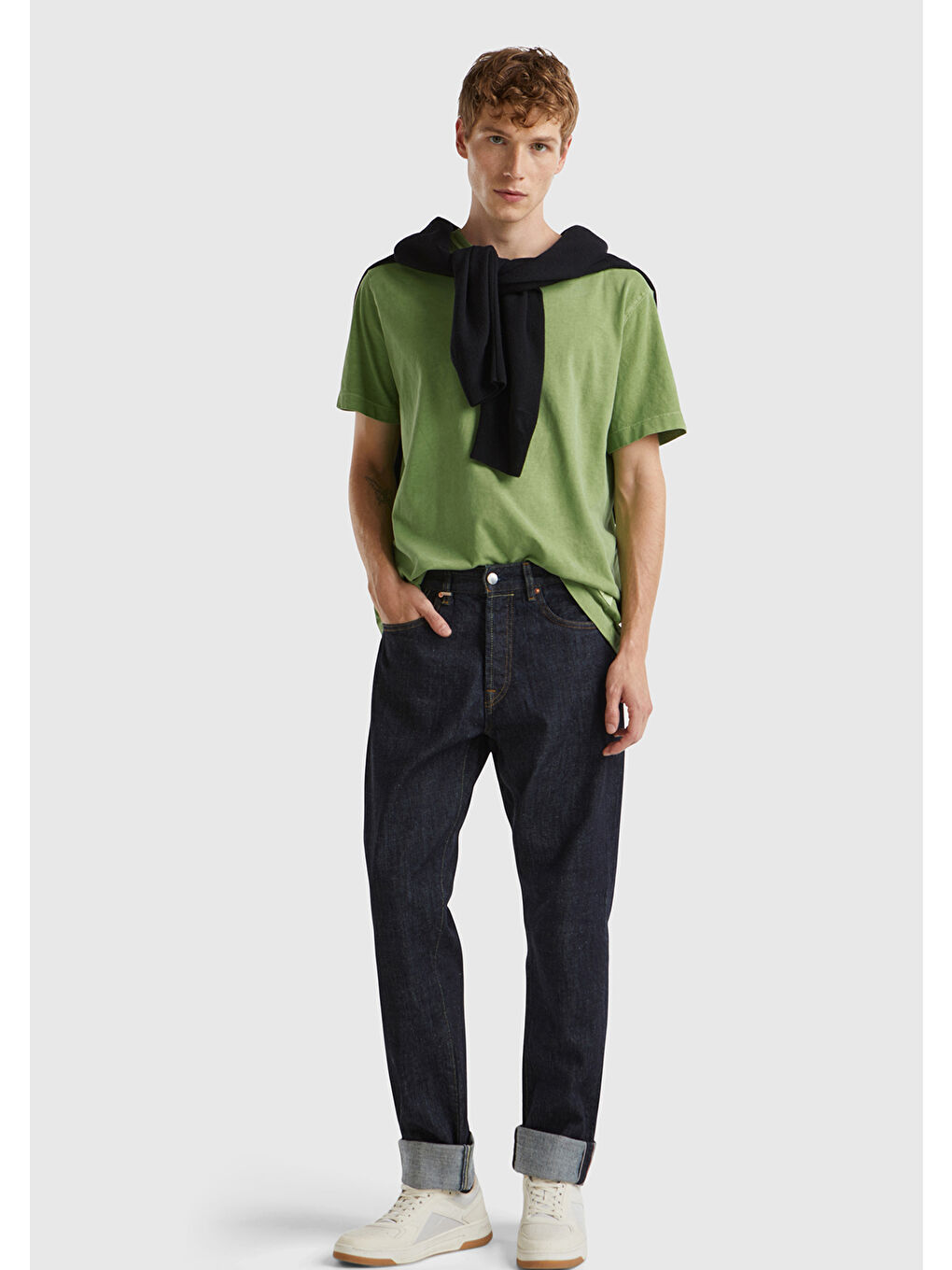 Erkek Antrasit %100 Pamuk Kıvrık Paça Denim Pantolon-4