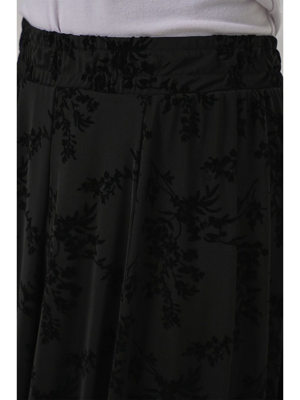 Kadın Desenli Astarlı Etek 8059 - Siyah-6