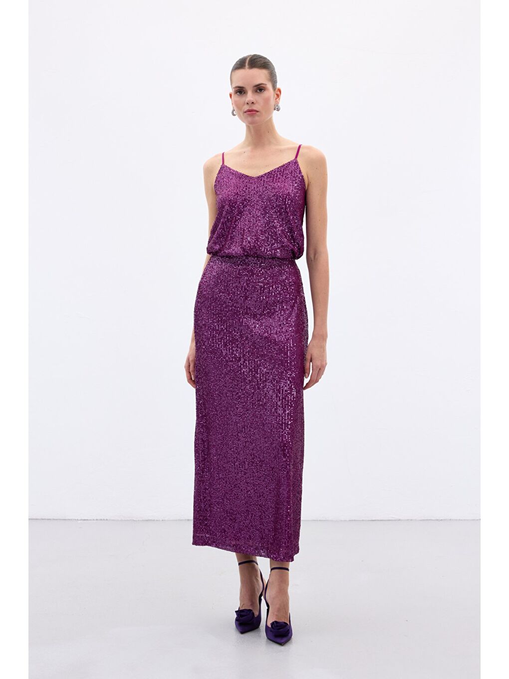 Karolin Midi Etek - Mürdüm-1