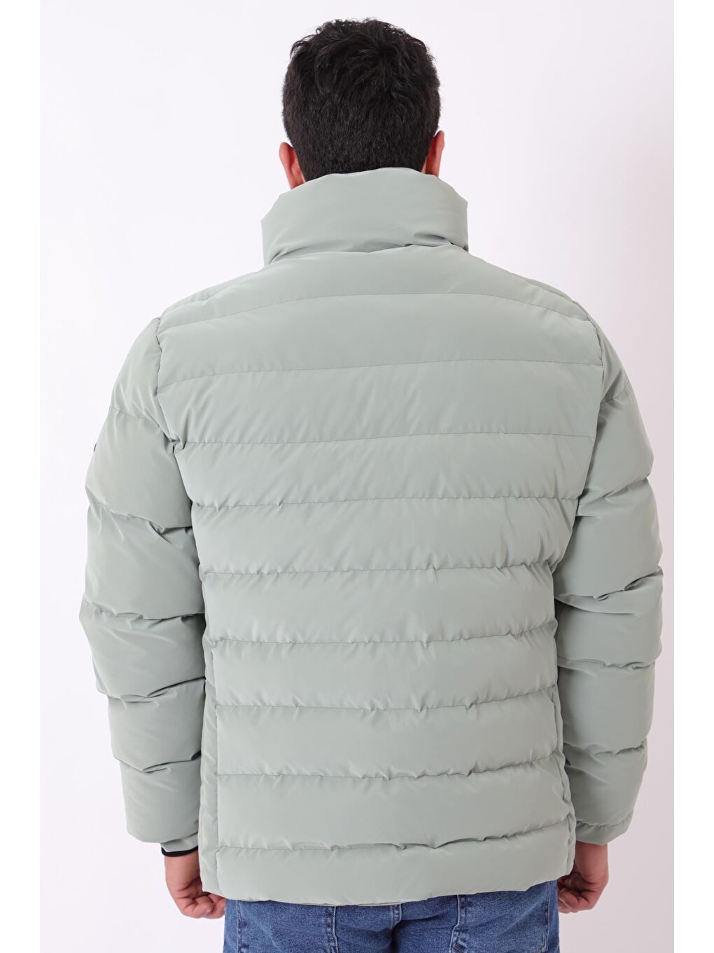 Turkuaz Cep Detay Dik Yaka Armalı Nova Kışlık Mont PLDP 3012_50463-5