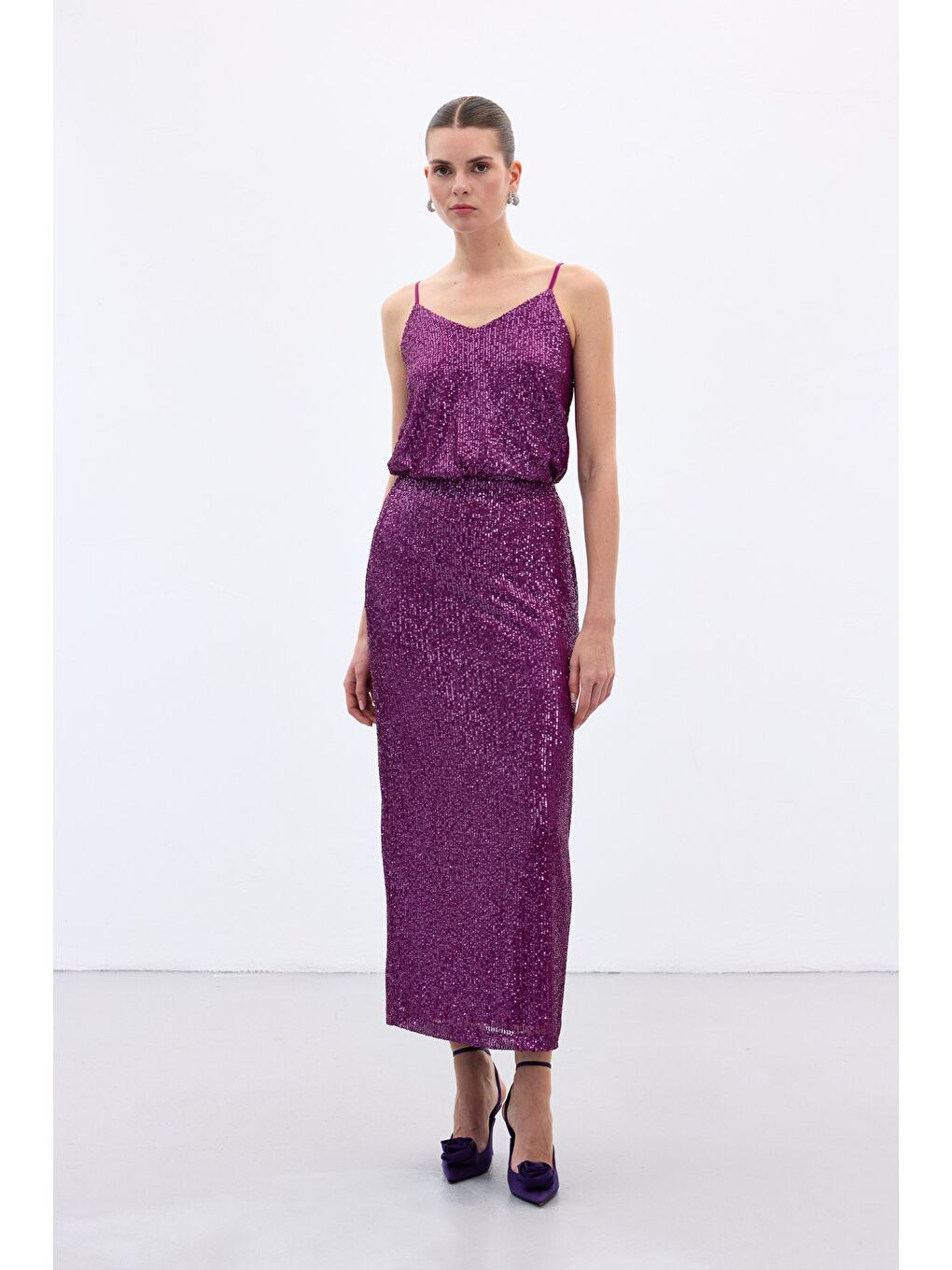 Karolin Midi Etek - Mürdüm-3