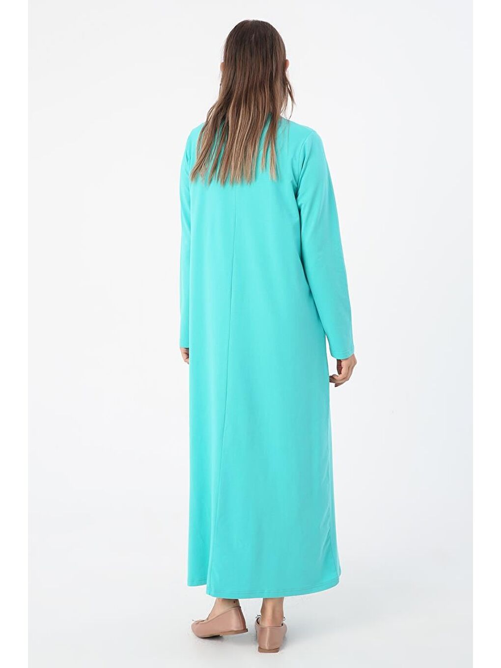 Turkuaz-Uzun Kollu İçlik Elbise-3