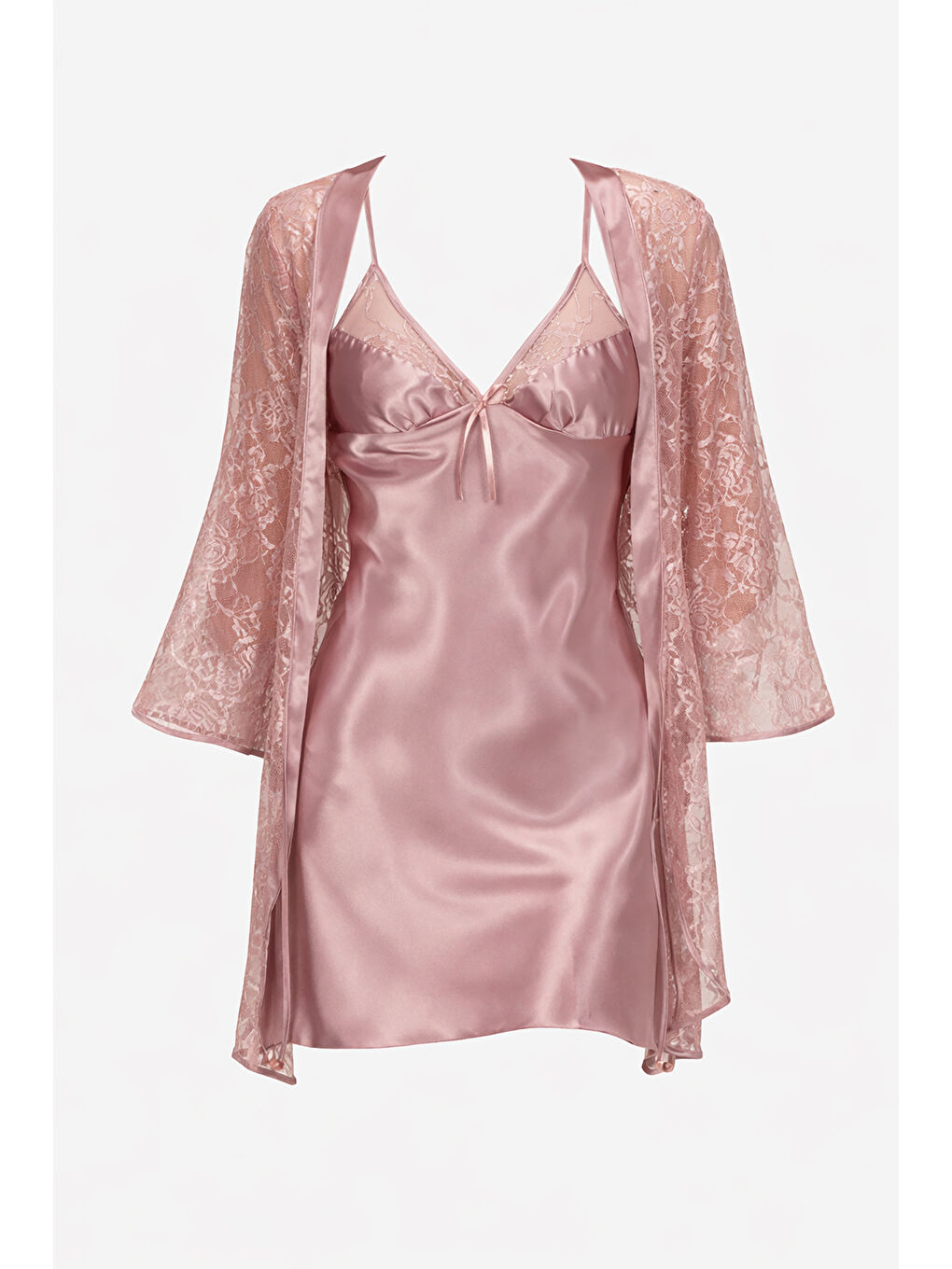 Pembe Gül Rengi Precious Gecelik Sabahlık Takımı