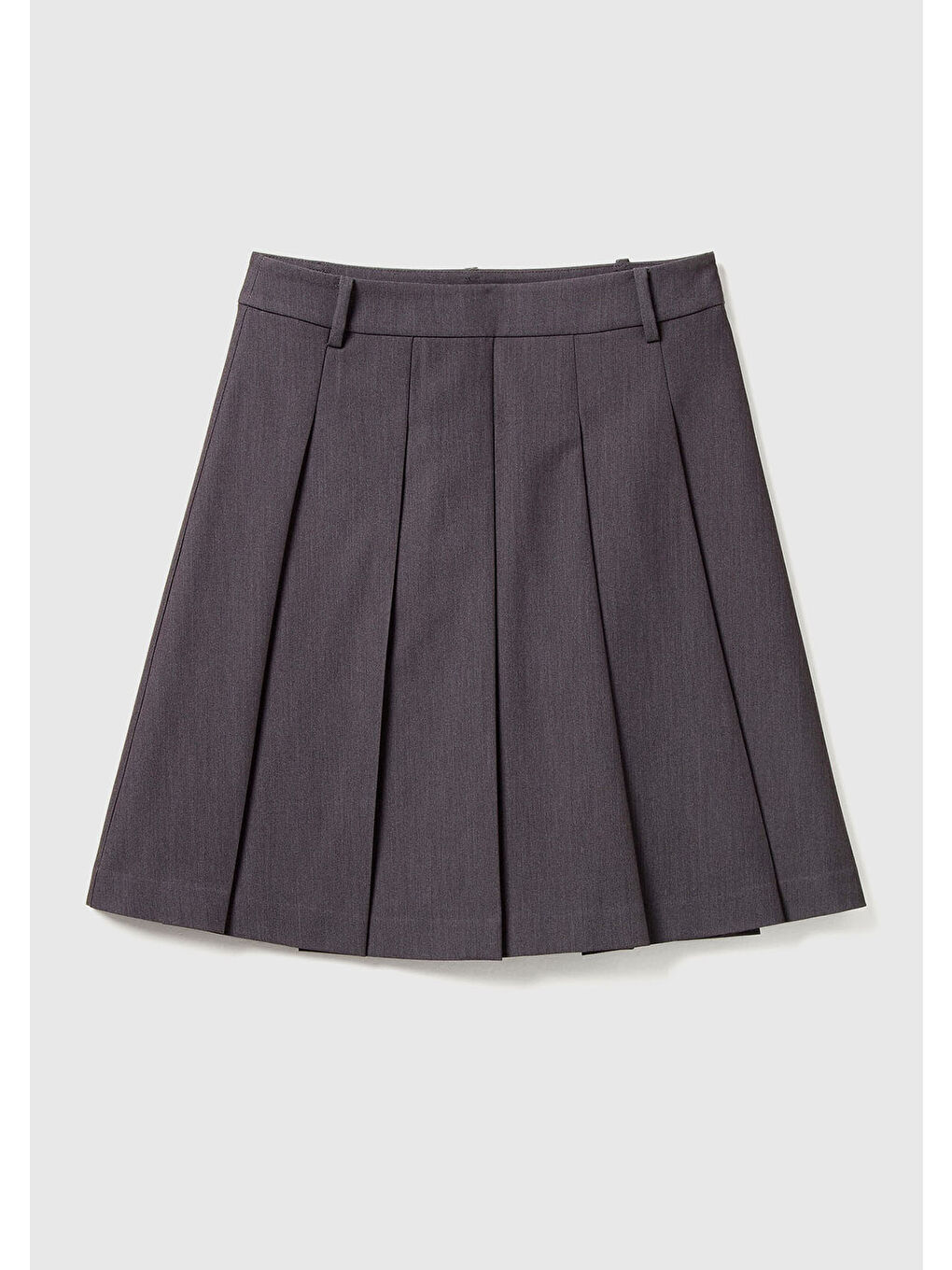 Kadın Antrasit Viskoz Karışımlı Pileli Diz Üstü Etek-1