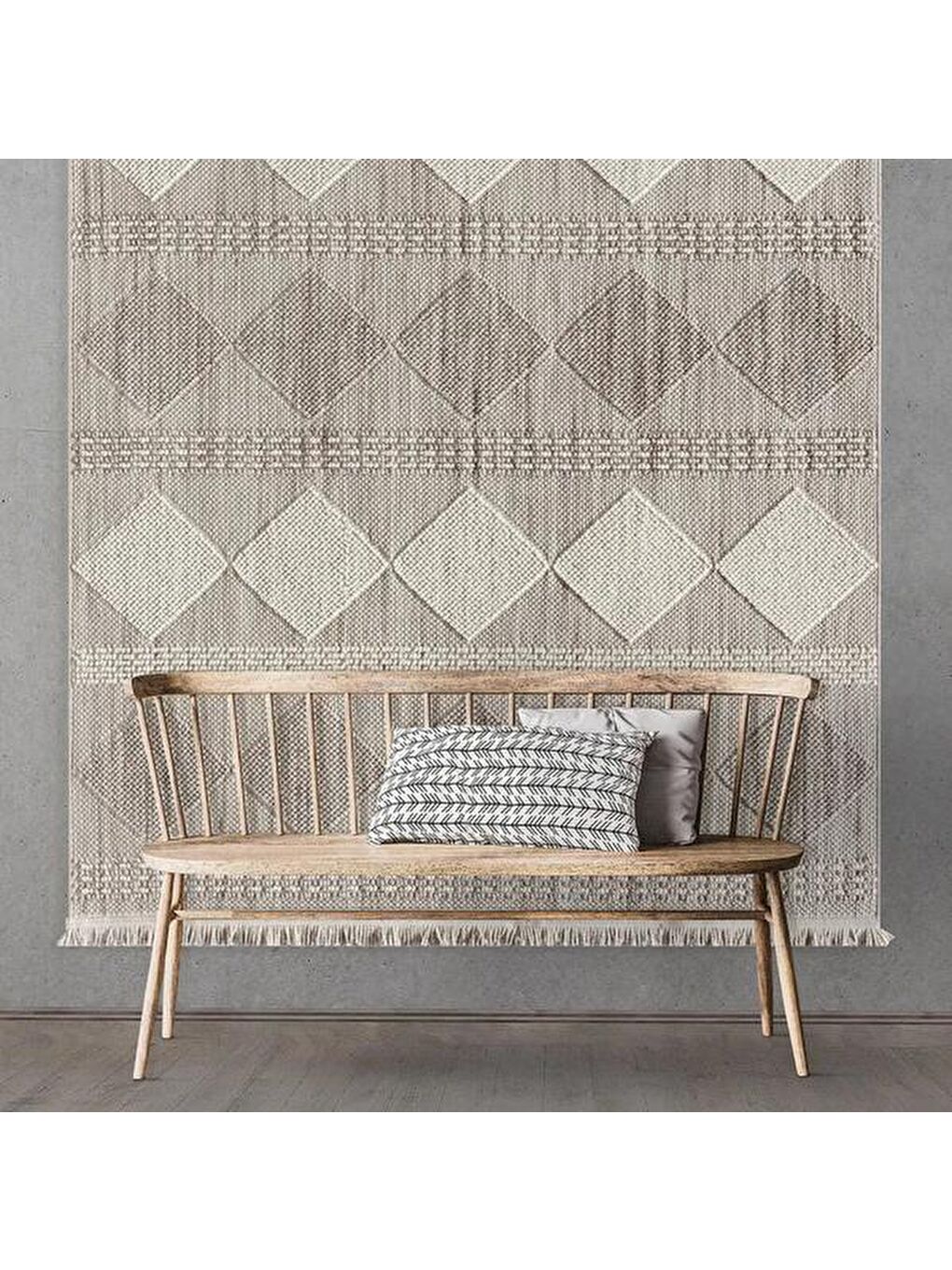 Agra Cyan Modern İskandinav Desenli Halı - Gri - 120x180 cm-5