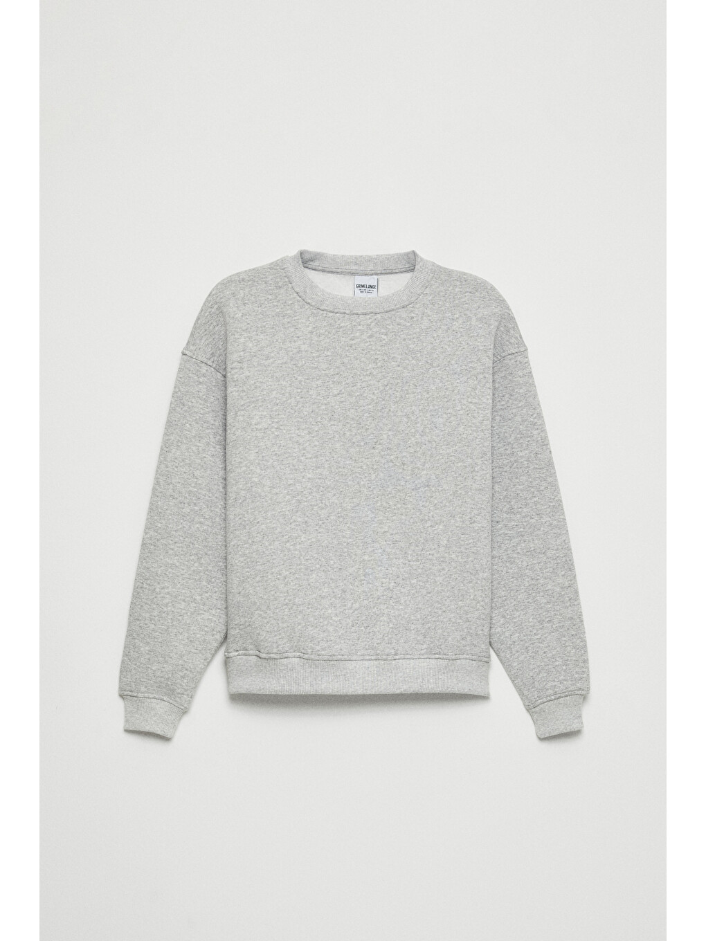 Vaneltına Kadın Organik Pamuklu Yumuşacık İçi Polarlı Yuvarlak Yakalı Gri Melanj Sweatshirt-1